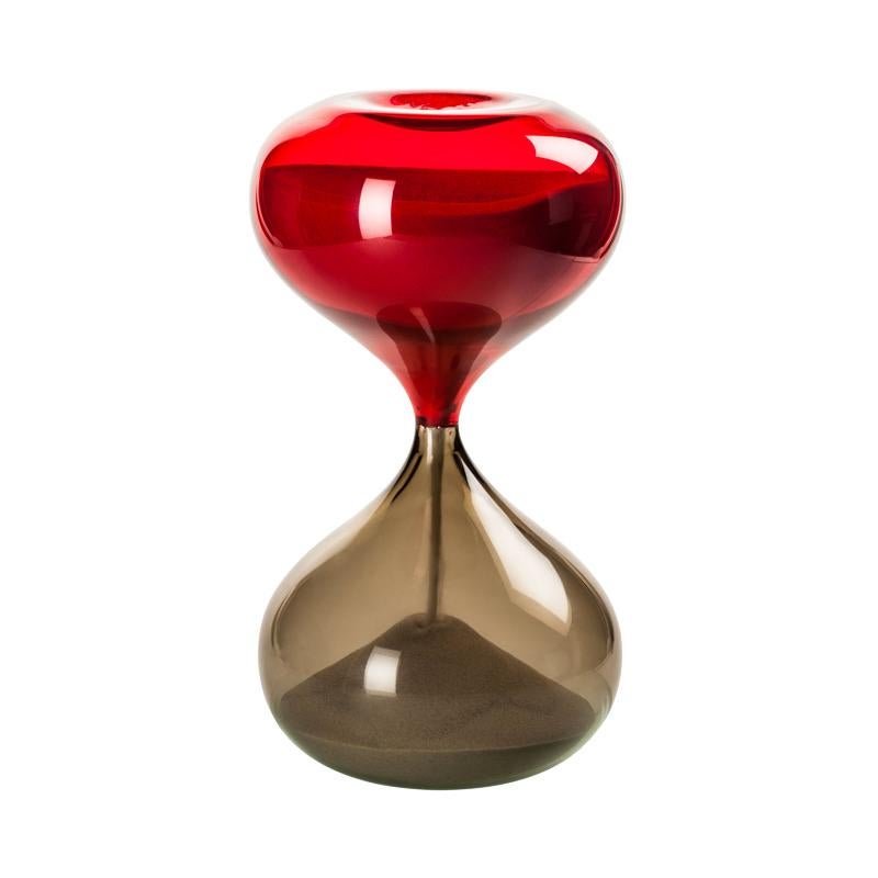 Lunette d'horloge Clessidra en verre gris et rouge de Venini