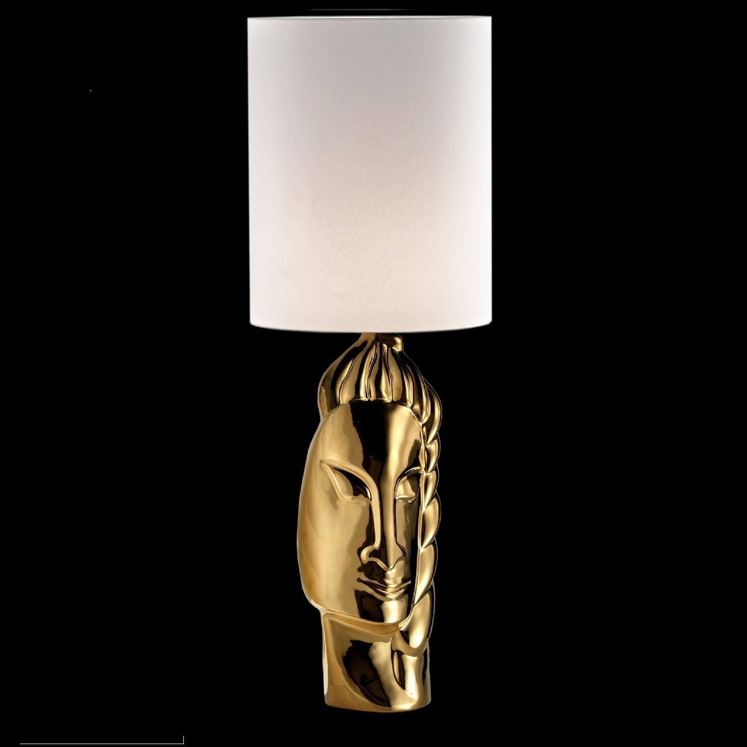 Hand-Crafted Cleta Lamp, Ceramic Lamp Handcrafted in Bronze For Sale