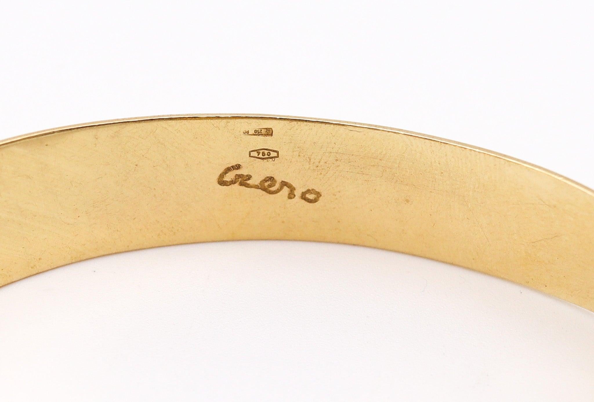 Cabochon CLETO MUNARI 1980 Sculptural Geometric Cuff In 18Kt Yellow Gold With Lapis Lazul For Sale