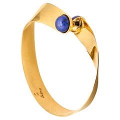 CLETO MUNARI Manchette sculpturale géométrique en or jaune 18 carats avec lapis-lazuli, 1980