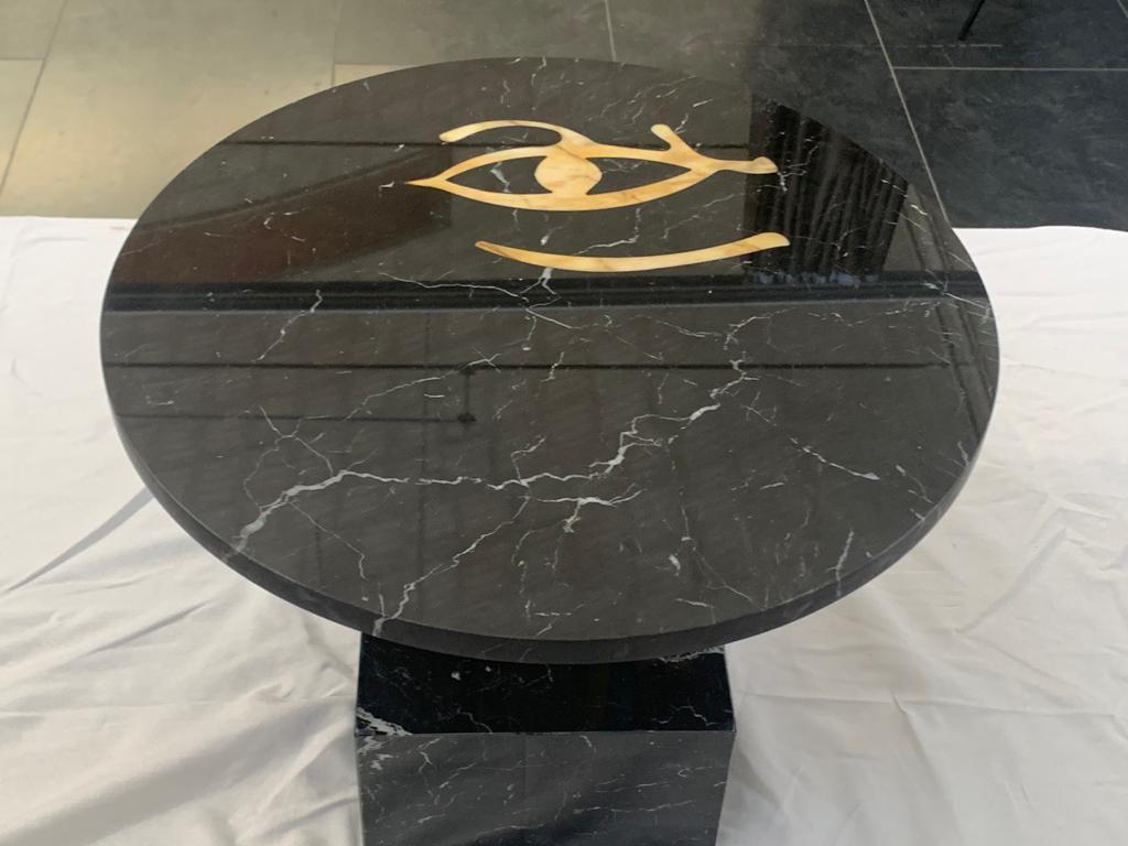 Cleto Munari Horus Coffee Table, Unique Piece with Inlaid Marble In Excellent Condition For Sale In Montelabbate, PU