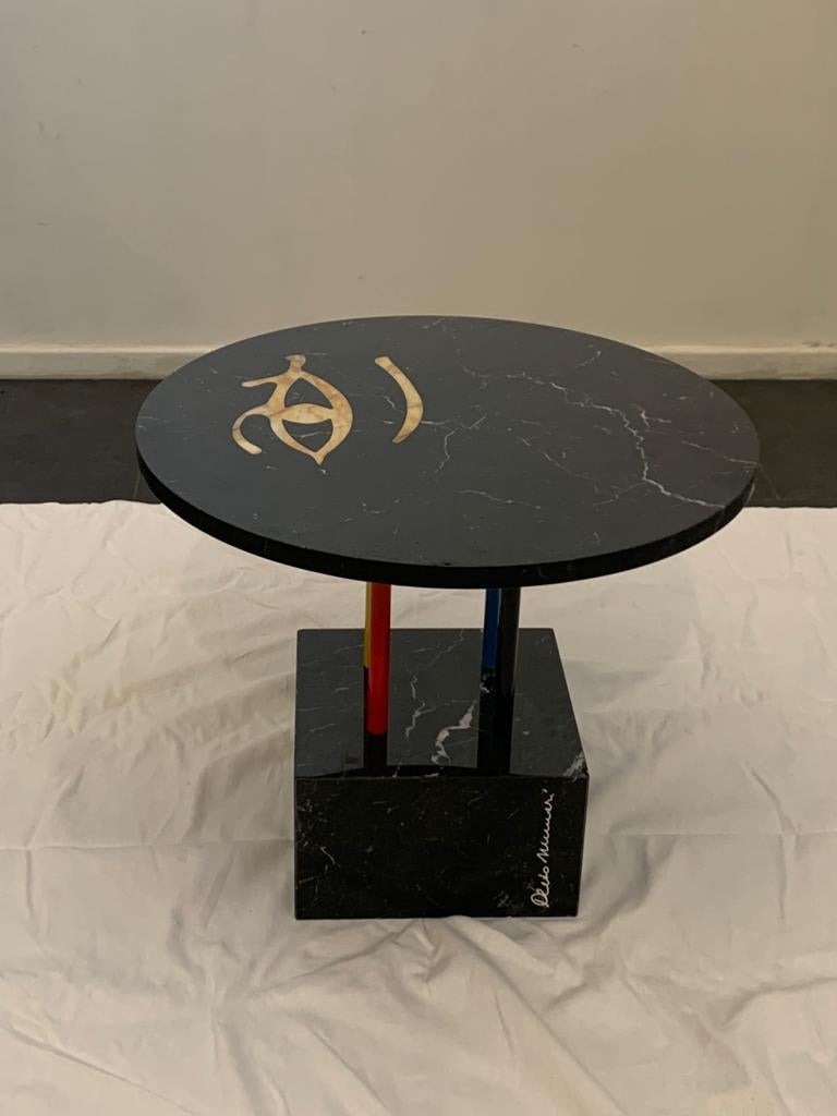 Cleto Munari Horus Coffee Table, Unique Piece with Inlaid Marble For Sale 2