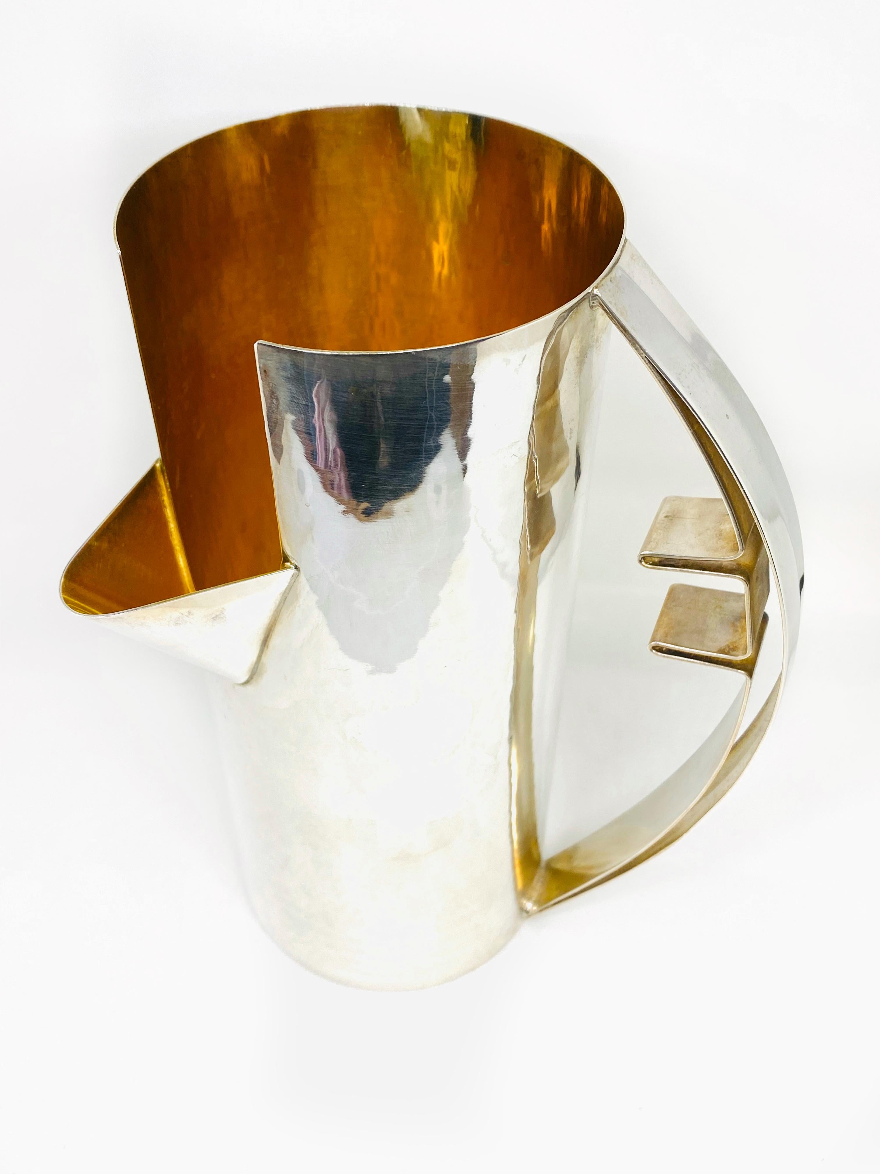Beige Cleto Munari Silver and Gold Plated Water Pitcher by Carlo Scarpa 