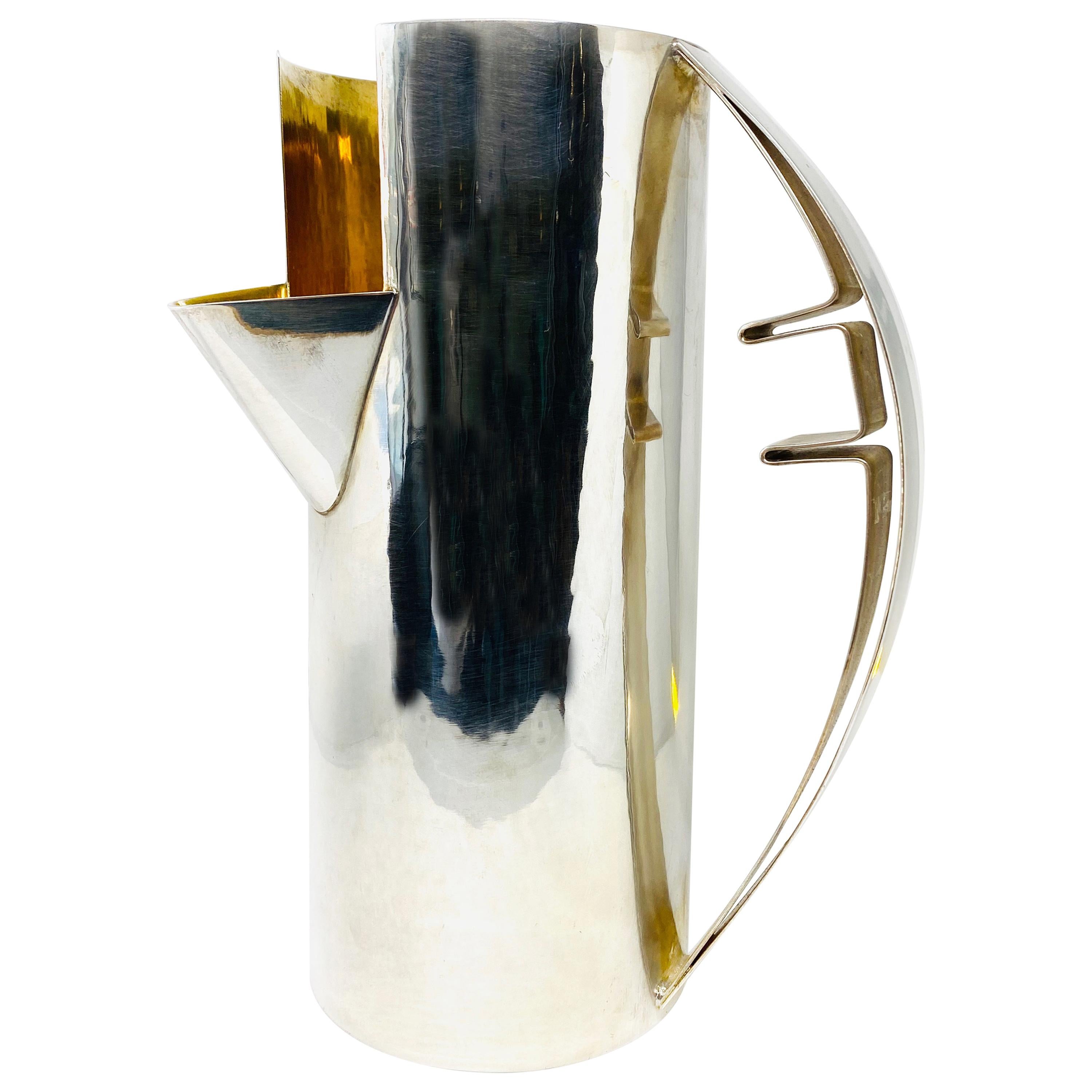 Cleto Munari Silver and Gold Plated Water Pitcher by Carlo Scarpa 