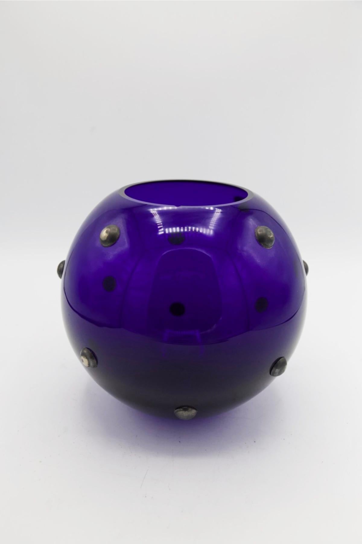 Cleto Munari Vintage Blue Glass Vase, Signed 1