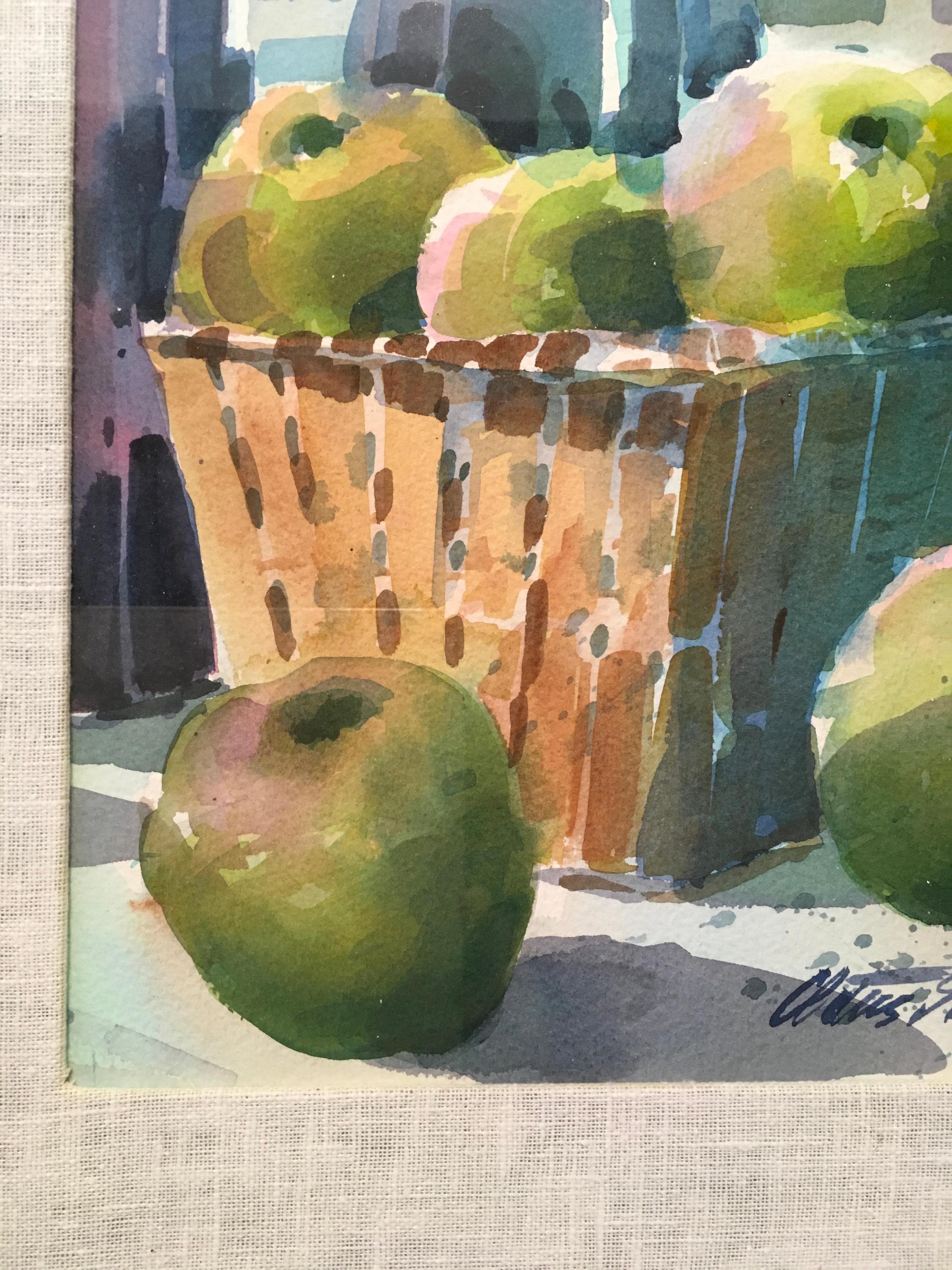 Peinture à l'aquarelle « Nature morte avec fruits » de Cletus Smith en vente 2