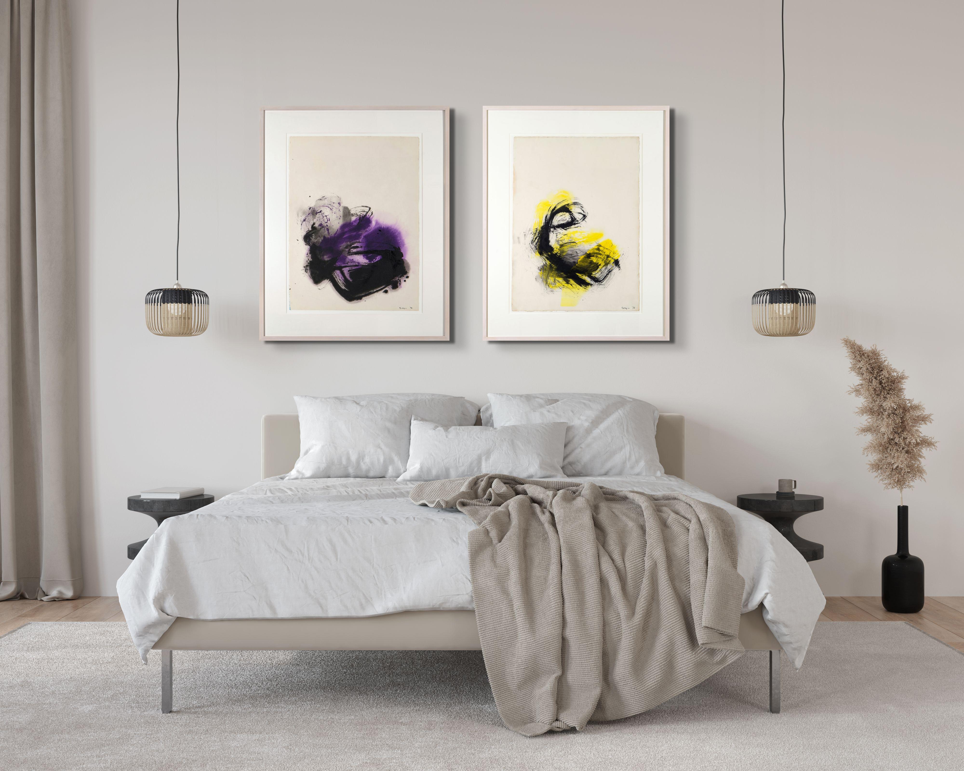 Geste : Jaune, Noir - Painting de Cleve Gray