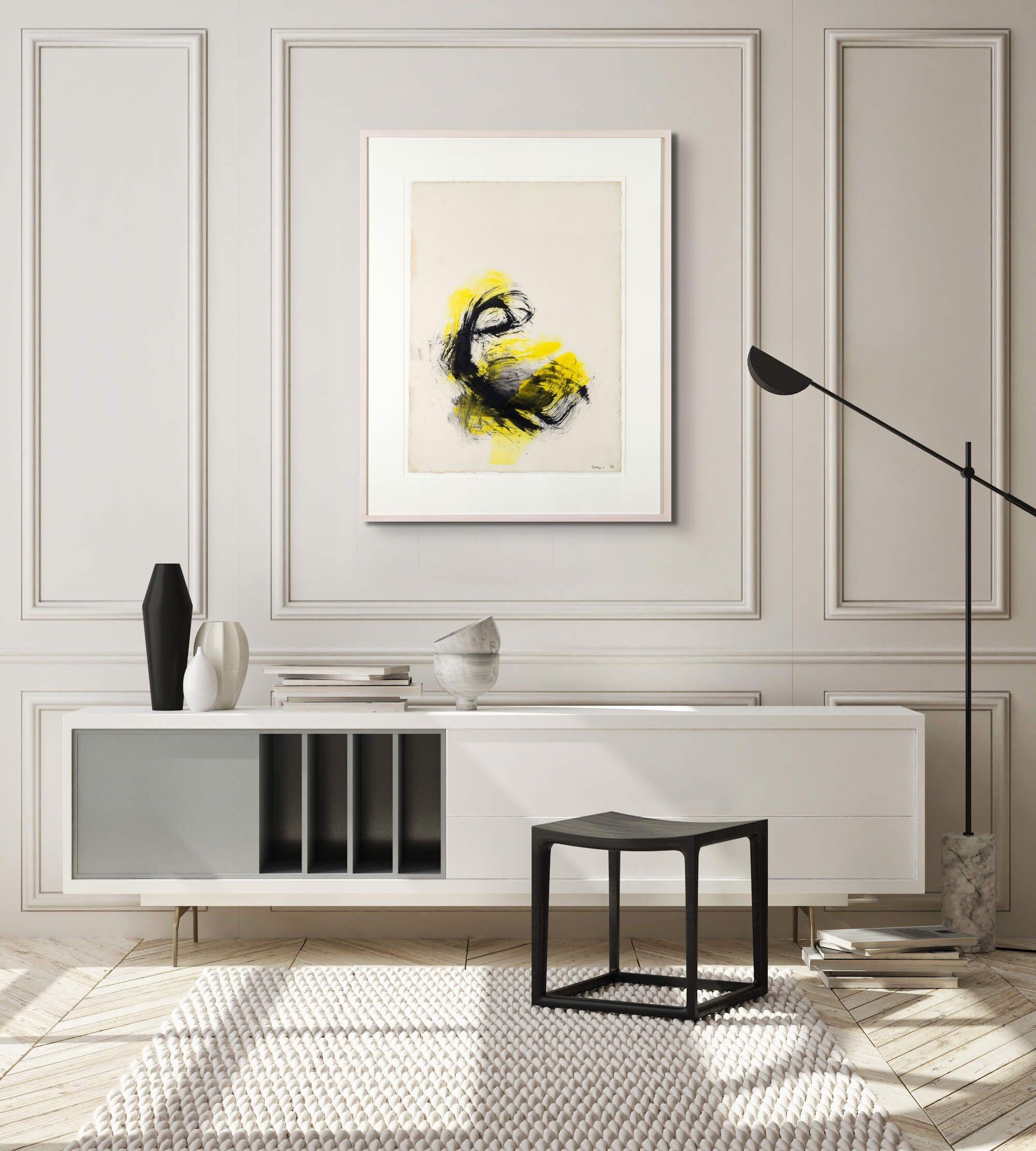 Geste : Jaune, Noir - Abstrait Painting par Cleve Gray