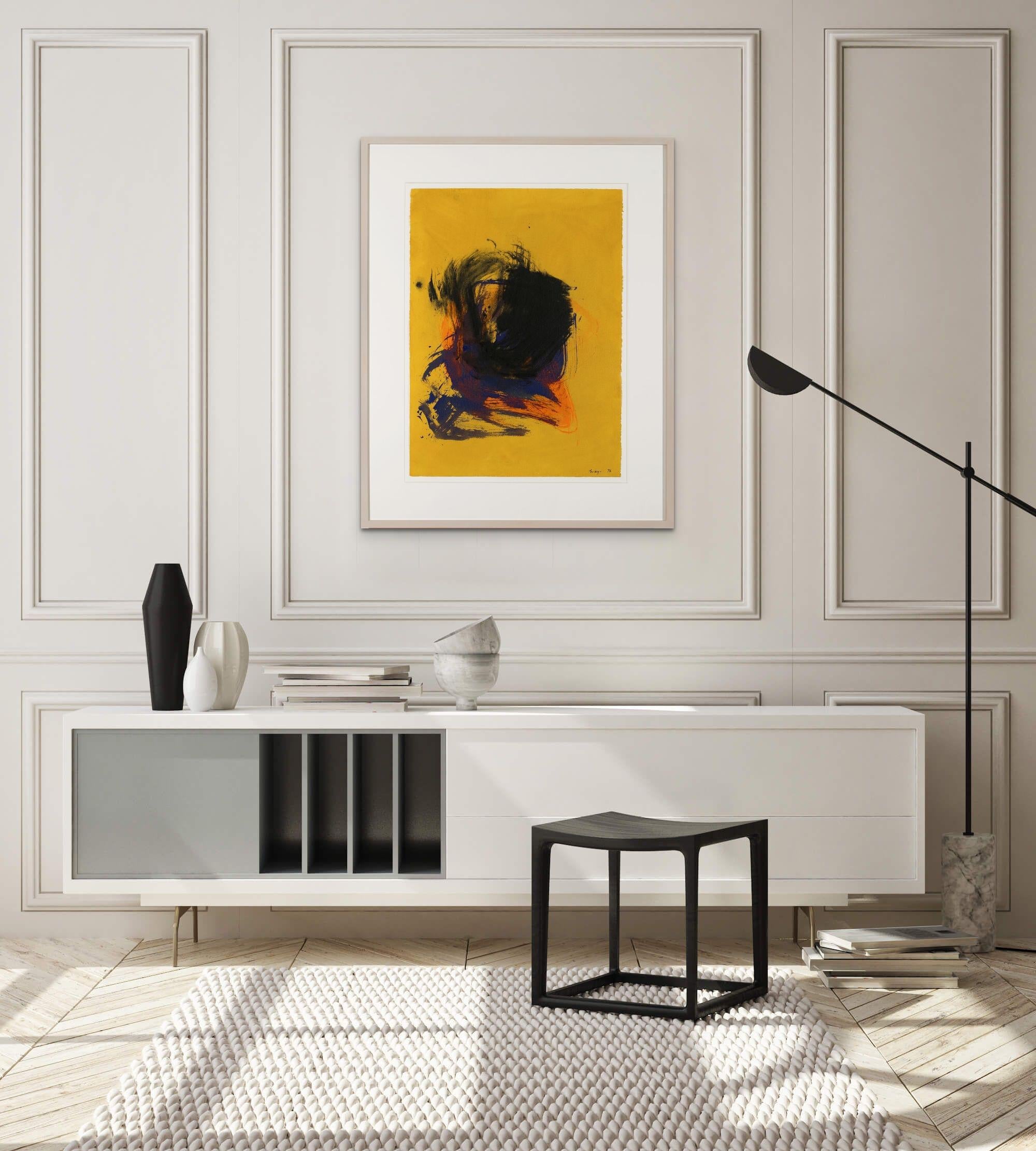 Studie: Ocker, Schwarz – Painting von Cleve Gray
