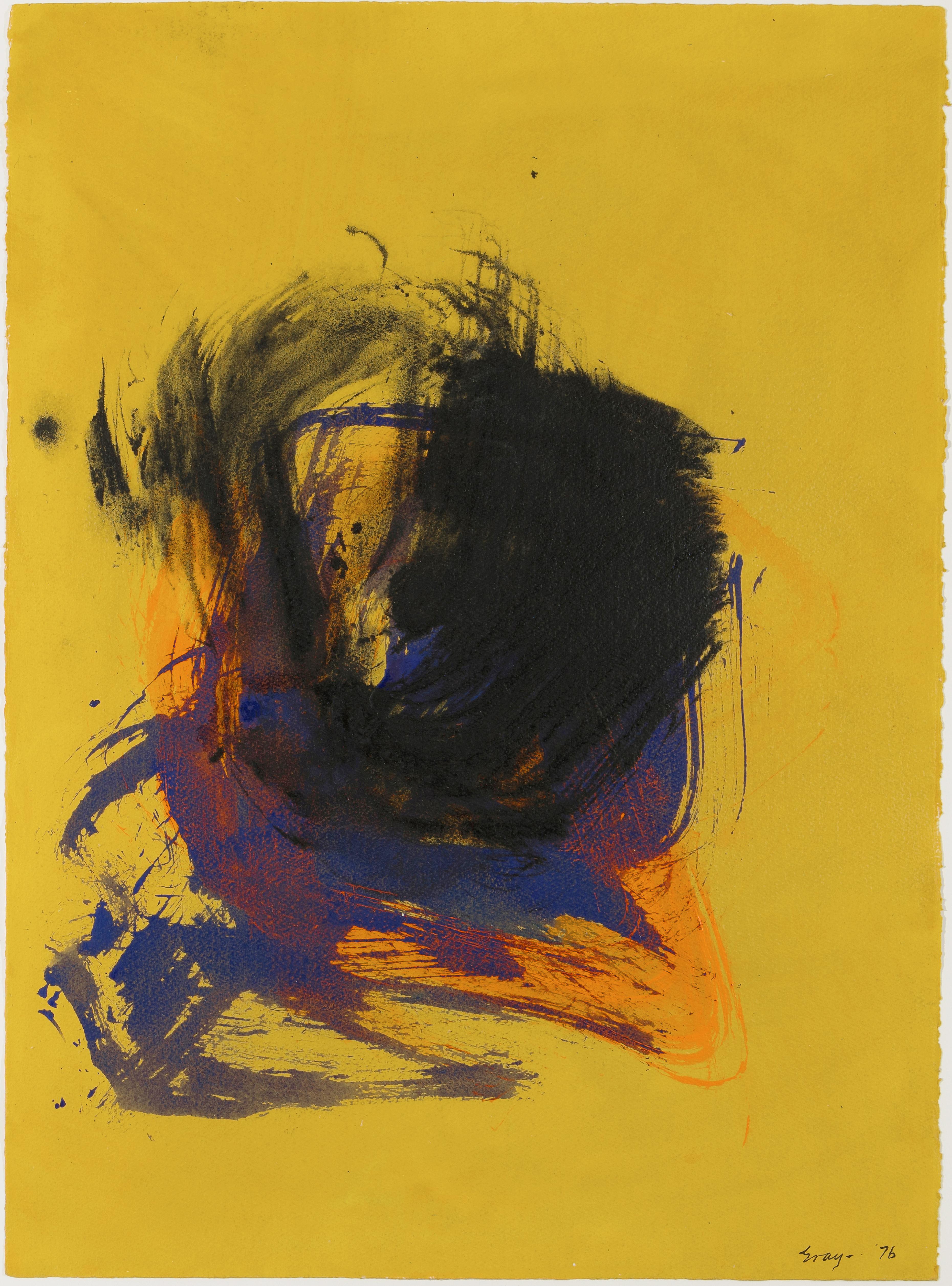 Cleve Gray Abstract Painting – Studie: Ocker, Schwarz