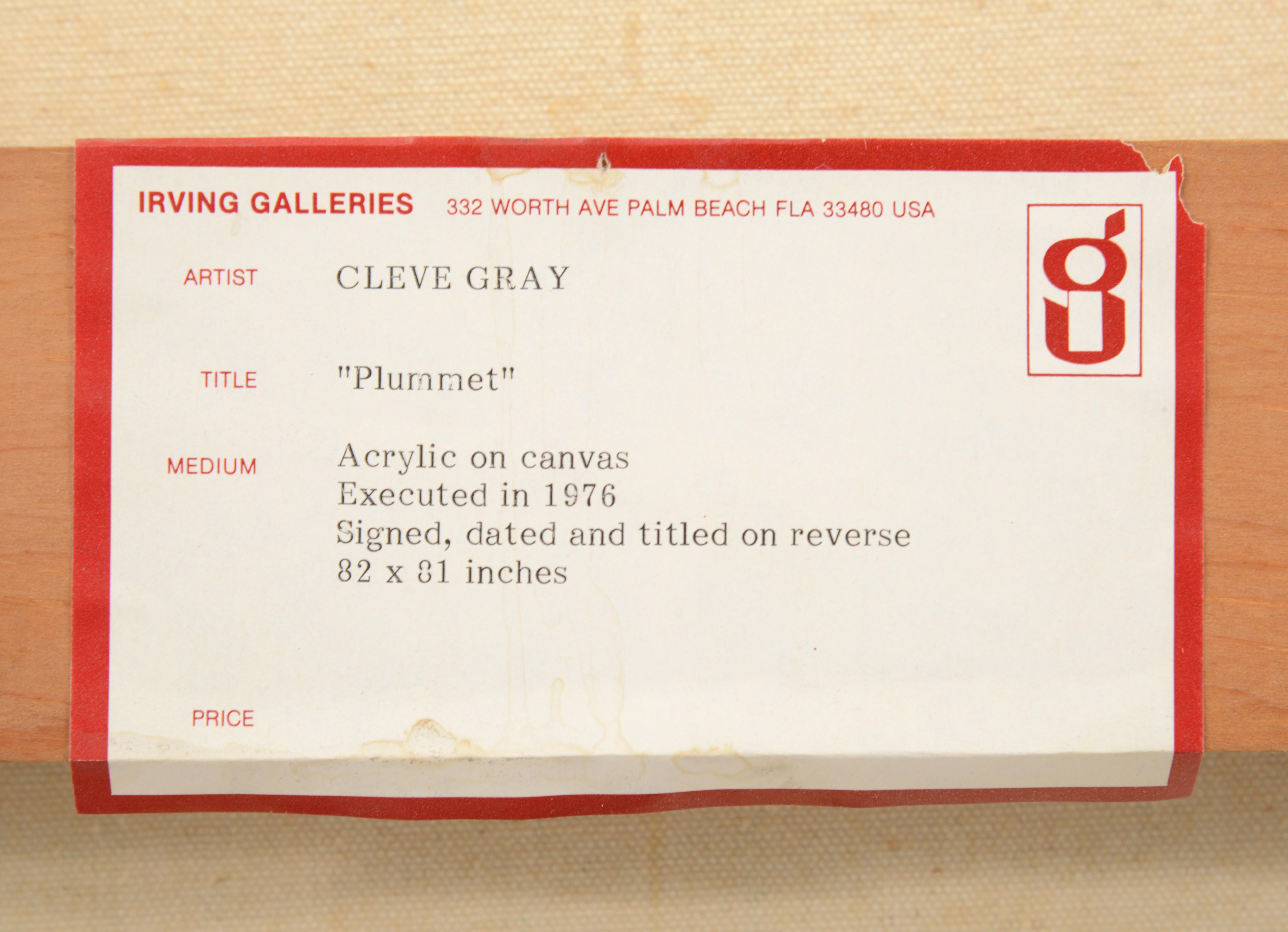 Grande quadro astratto di Cleve Gray, PLUMMET, 82 