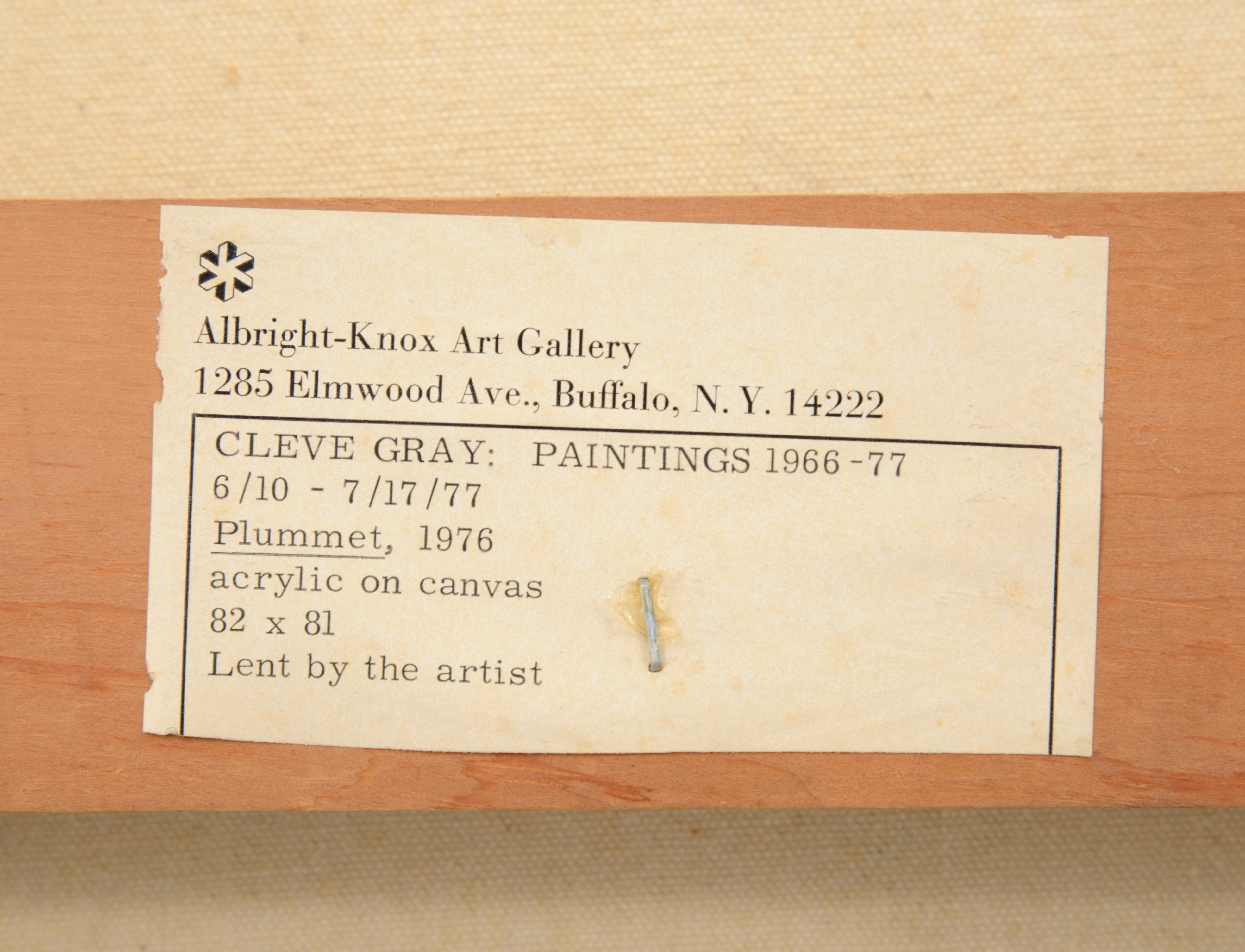 Grande quadro astratto di Cleve Gray, PLUMMET, 82 