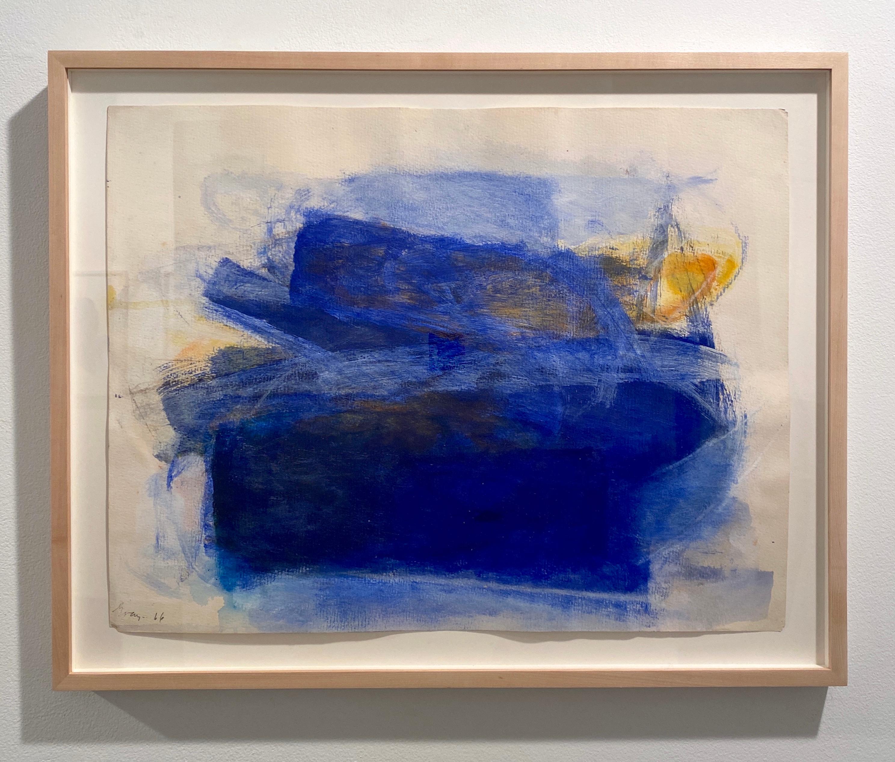 Rückseitige Zeichnung (blau) – Painting von Cleve Gray