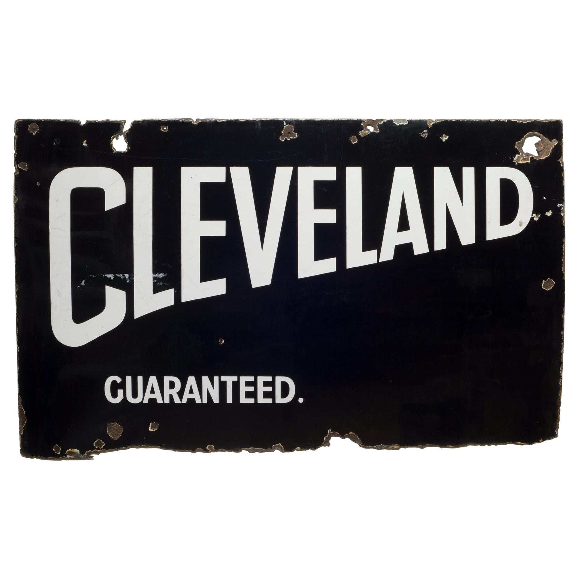 Cleveland Guaranteed Enameled Sign, circa 1920-1934