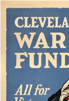 FONDO DI GUERRA DI CLEVELAND: TUTTI PER LA VITTORIA - DONA! Manifesto originale d'epoca della Prima Guerra Mondiale