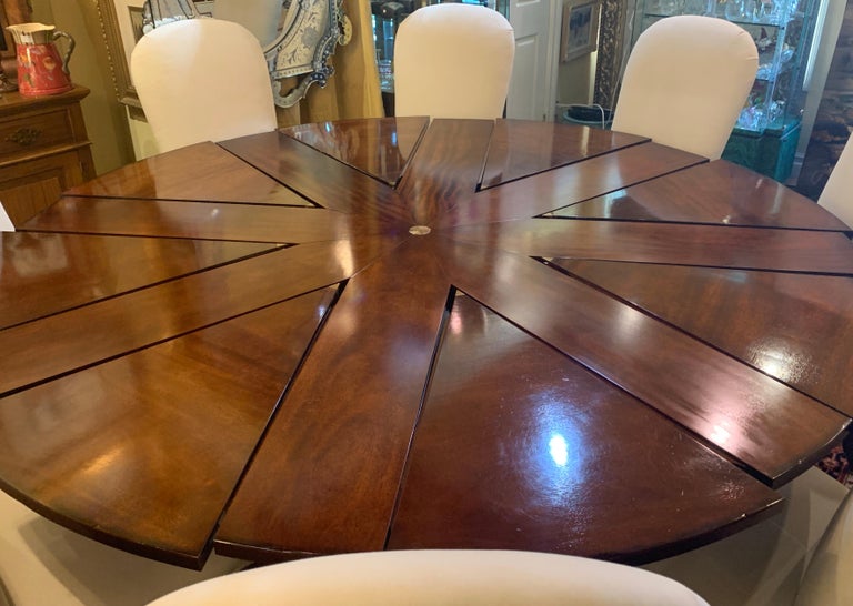 Clever Oscar De La A Jupe Movement Expansion Round Dining Table And 8 Chairs At 1stdibs Clever Oscar De La A Jupe Movement, Expanding Circular Dining Table