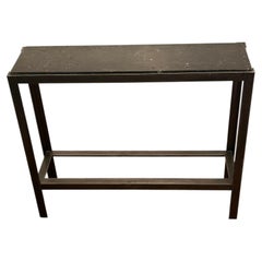 Cleverly Made One of a Kind Drinks Side Table with Etched Marble Top & Iron