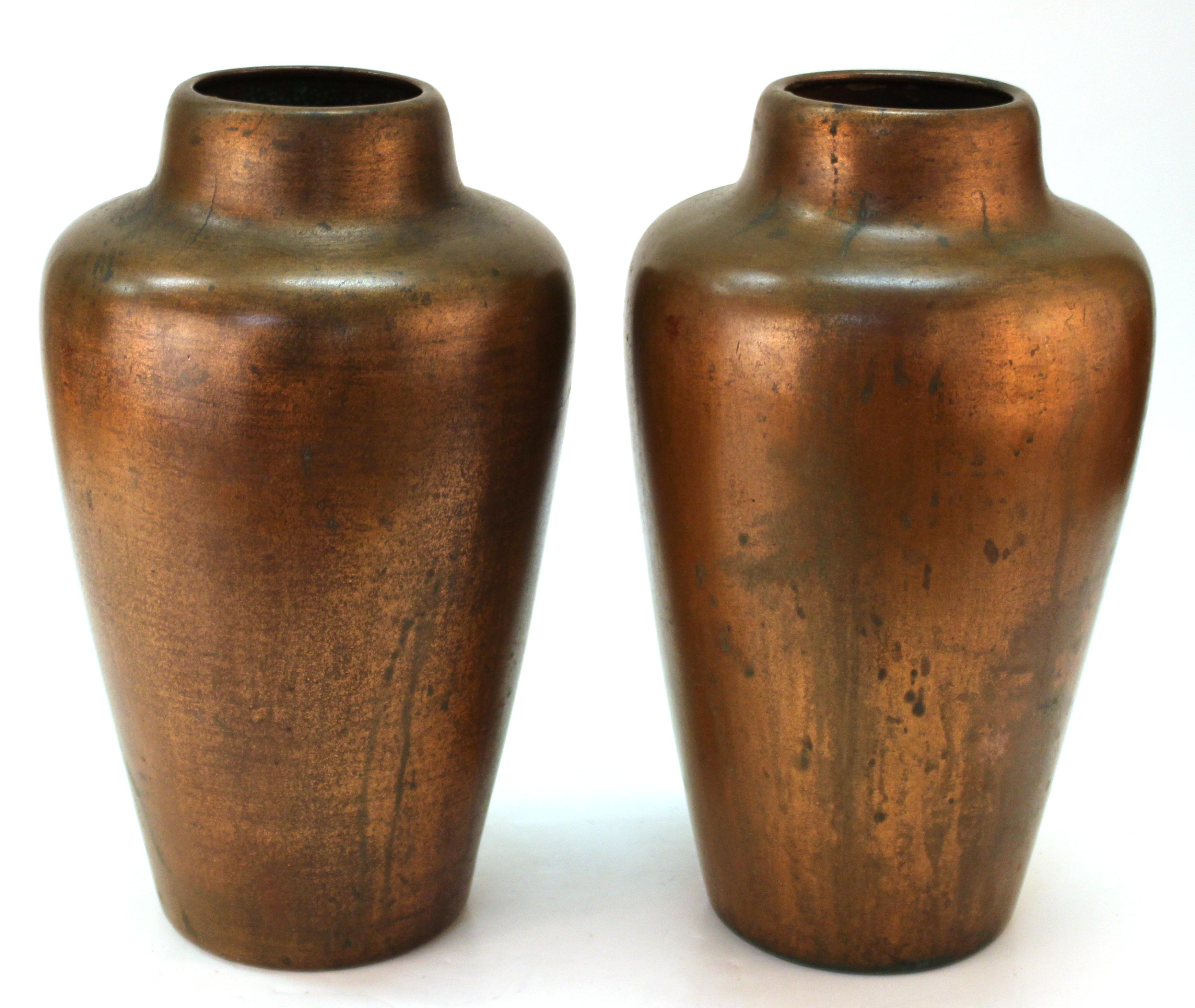 Clewell American Arts & Kunsthandwerkliche Vasen aus kupferhaltiger Keramik (Arts and Crafts)