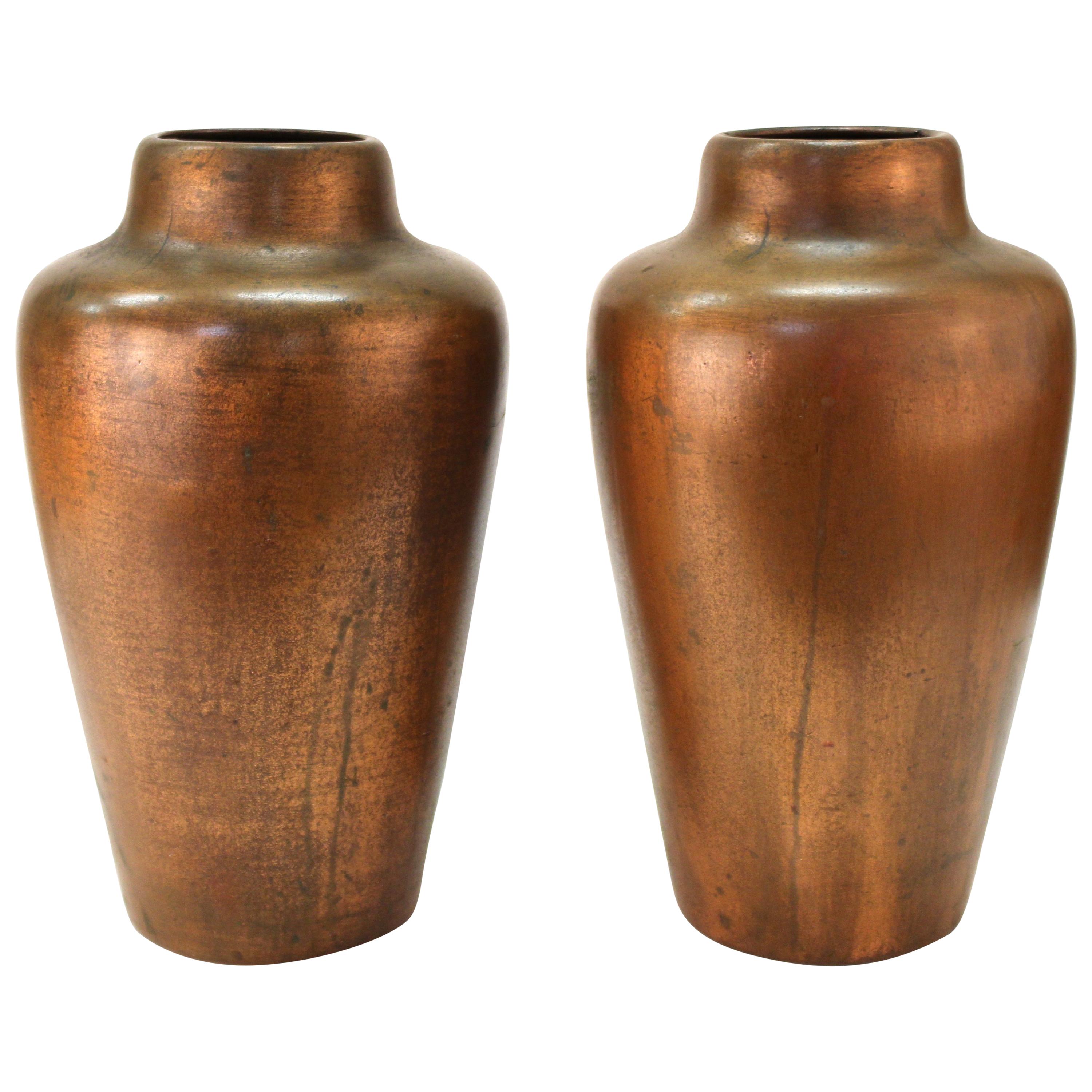 Clewell American Arts & Kunsthandwerkliche Vasen aus kupferhaltiger Keramik