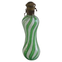 Clichy Glass Scent or Perfume Bottle Waisted Latticino Spiral, French Ca 1850