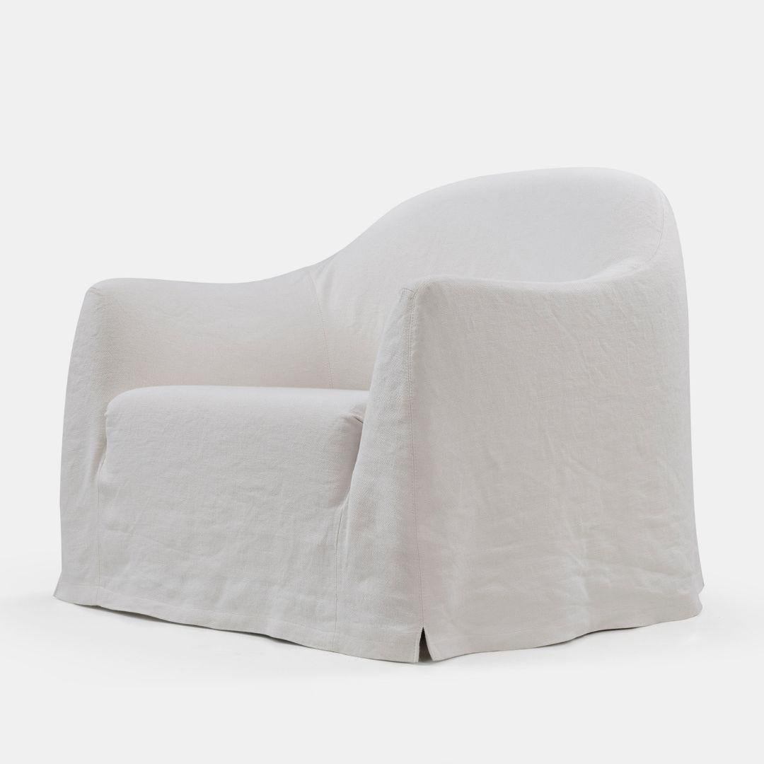 Modern Clichy Linen Slipcover Armchair, Custom Made in Spain For Sale