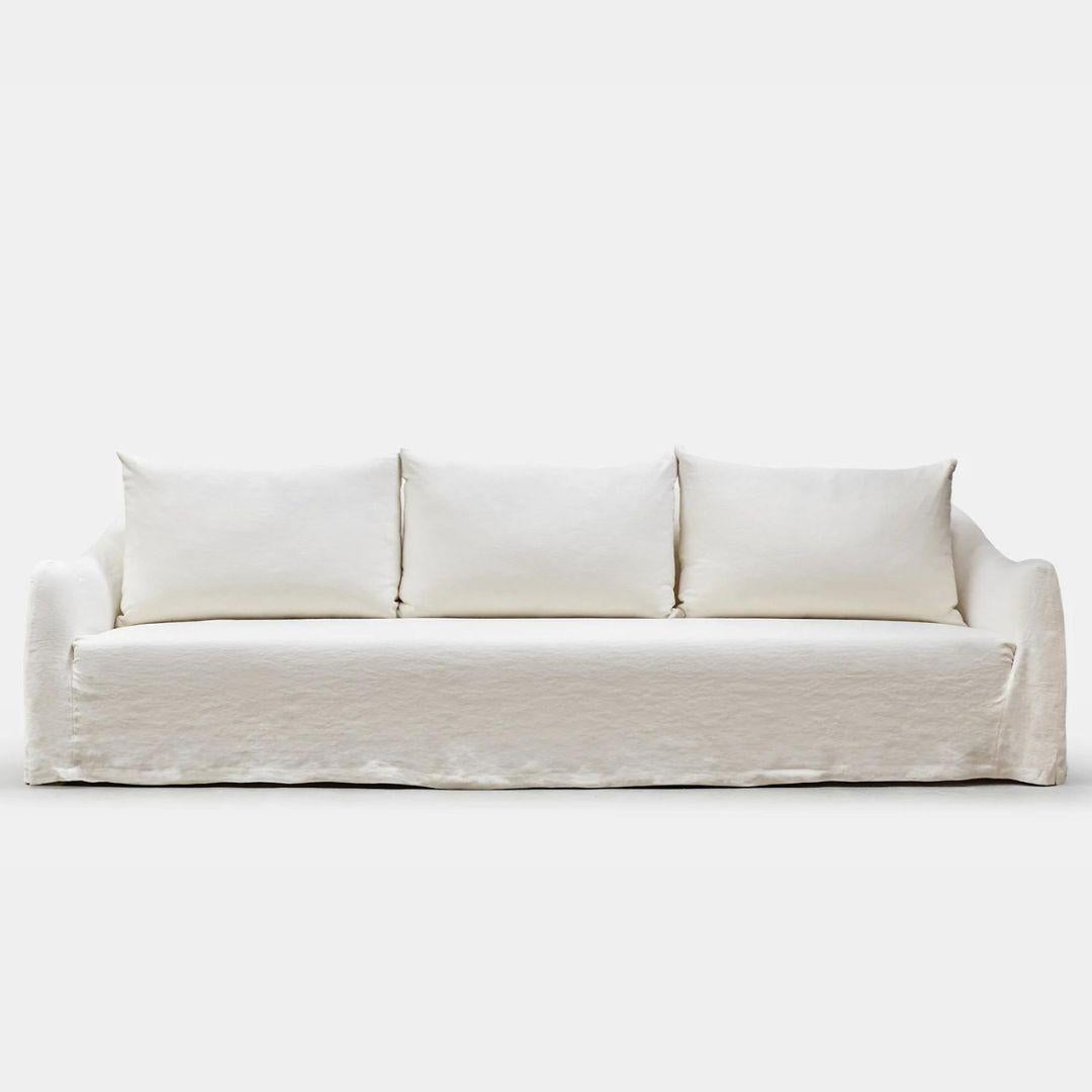 Modern Clichy Linen Slipcover Sofa, Custom made in Spain For Sale