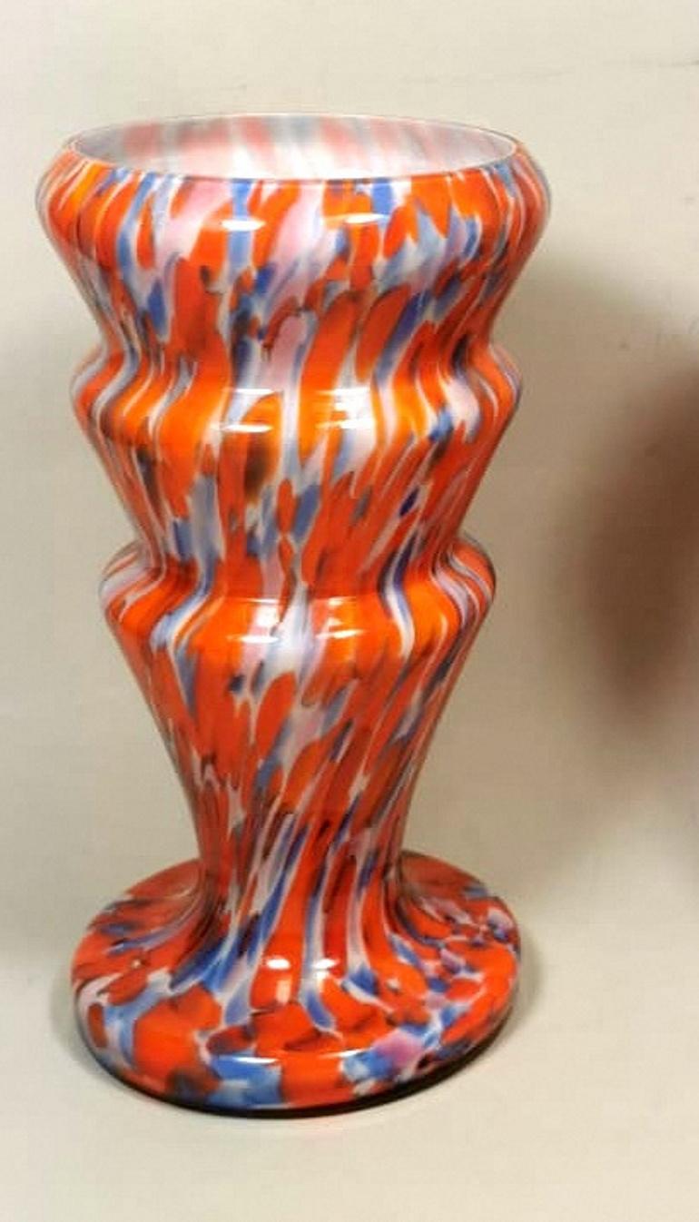 Clichy Manifacturing French Pair of Colored Opaline Glass Vases In Good Condition For Sale In Prato, Tuscany