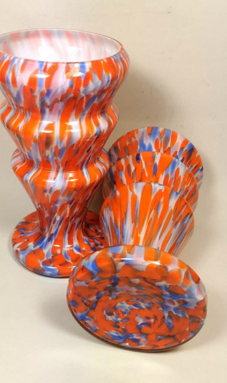 20th Century Clichy Manifacturing French Pair of Colored Opaline Glass Vases