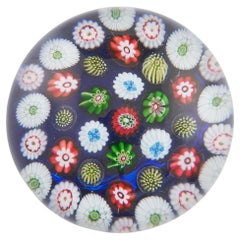 Fermacarte Clichy Concentrico Millefiori Fondo Blu c1850