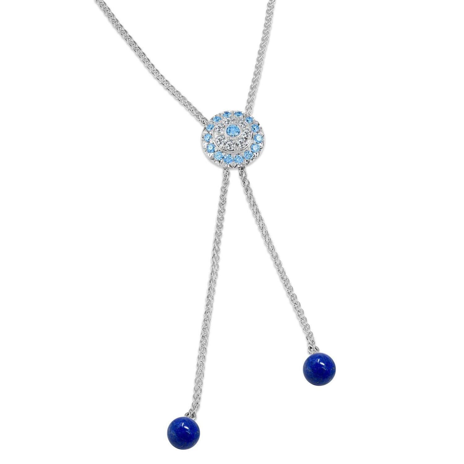 Amuleto Click - Oro bianco 18 carati, diamanti, zaffiri blu e lapislazzuli In condizioni Nuovo in vendita a Roslyn, NY