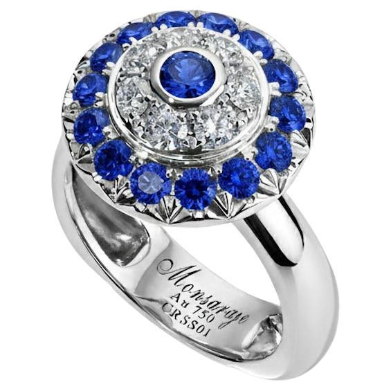 Bague Click à diamant et saphir bleu en vente