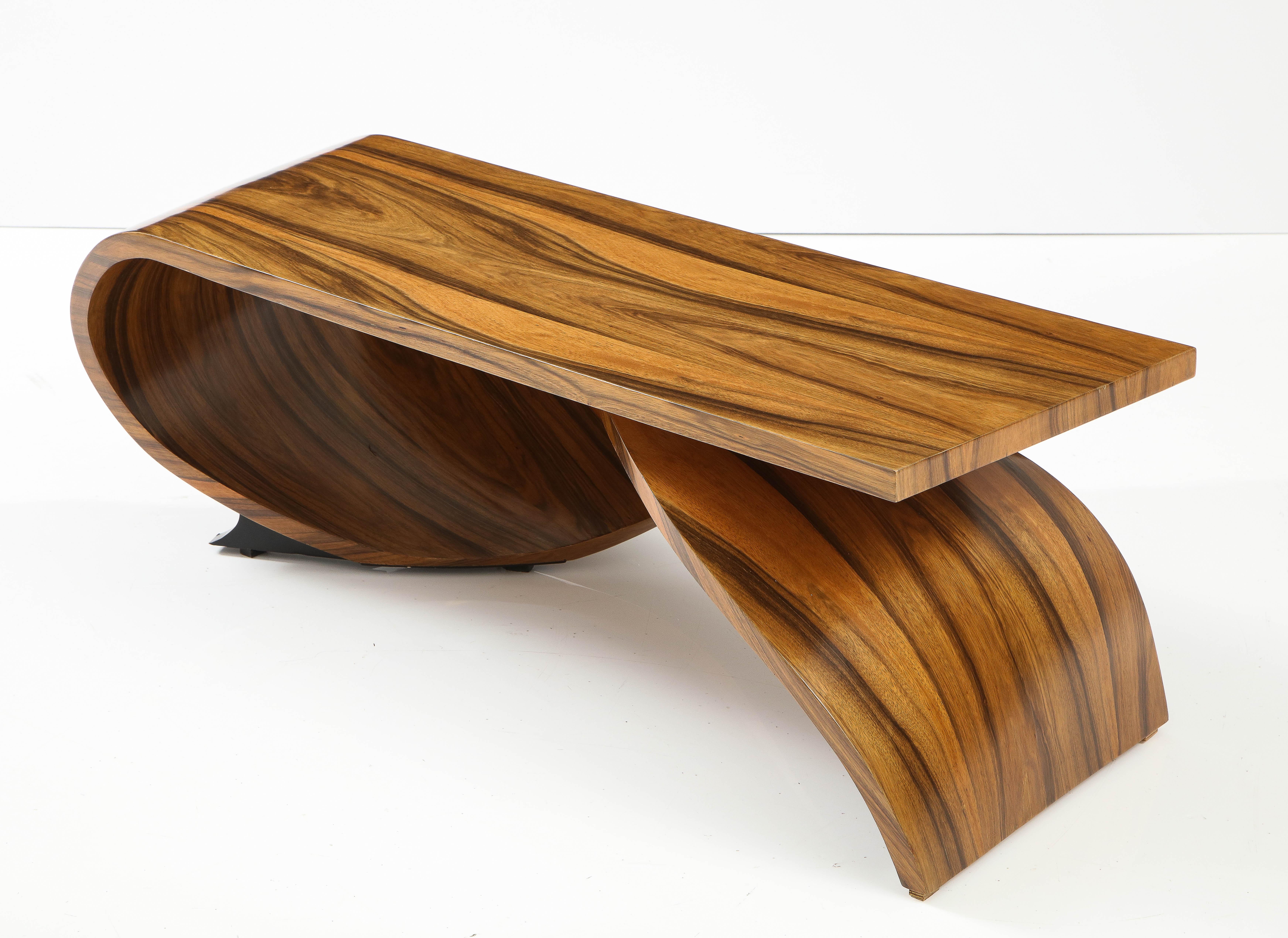 Mid-Century Modern Vintage Exotic Wood Bentwood Coffee Table   