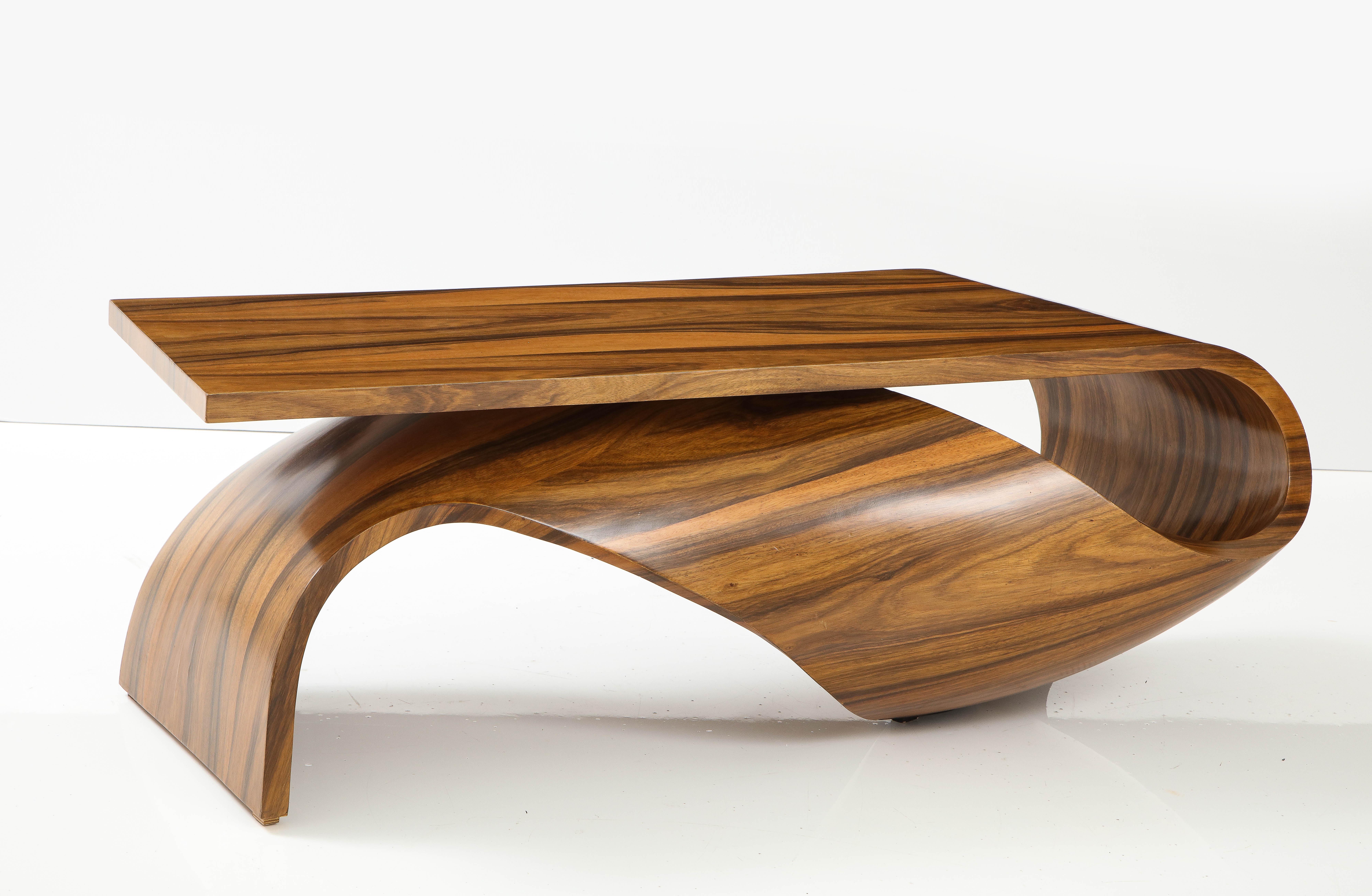 Mid-20th Century Vintage Exotic Wood Bentwood Coffee Table   