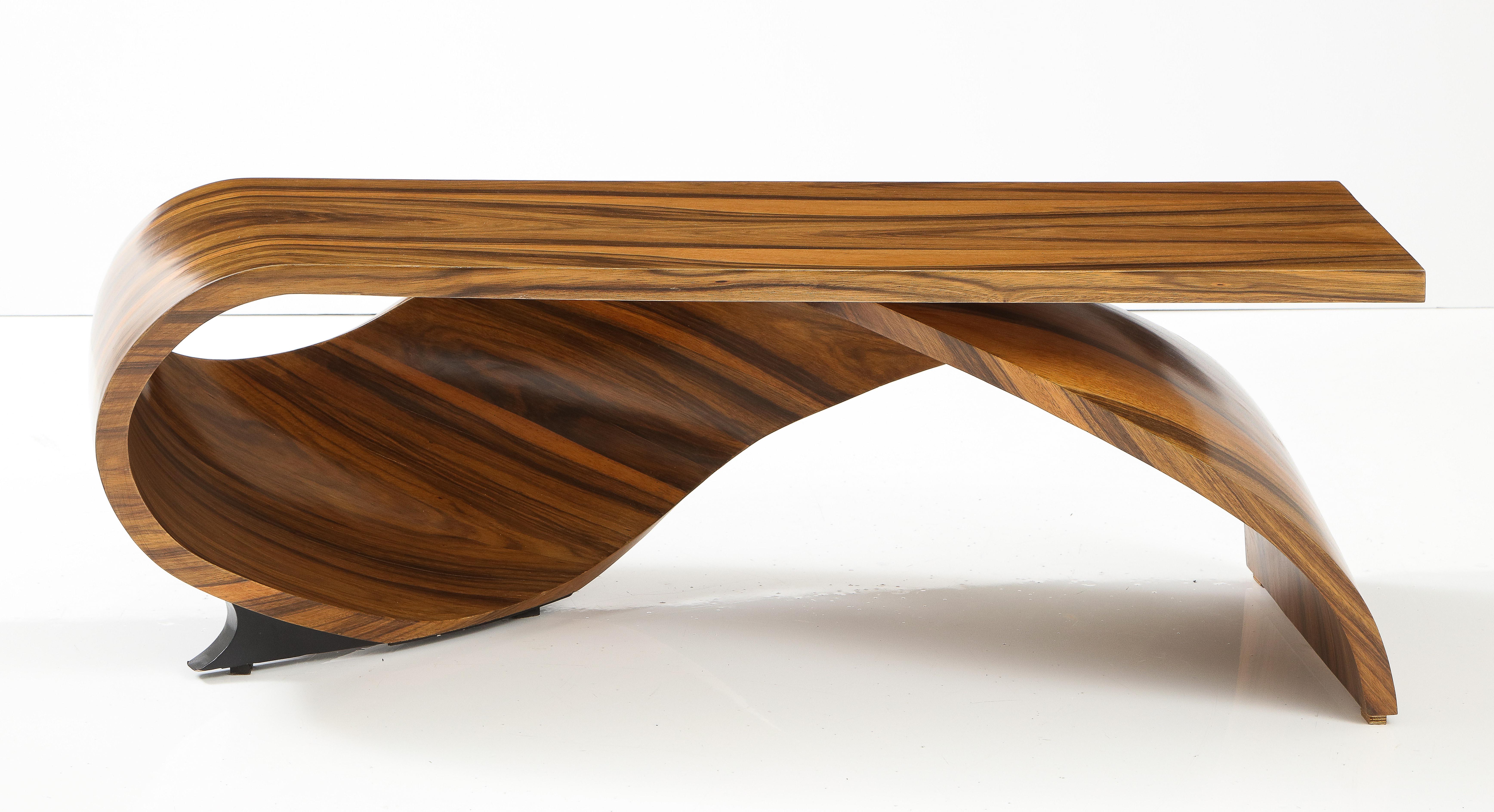 Zebra Wood Vintage Exotic Wood Bentwood Coffee Table   