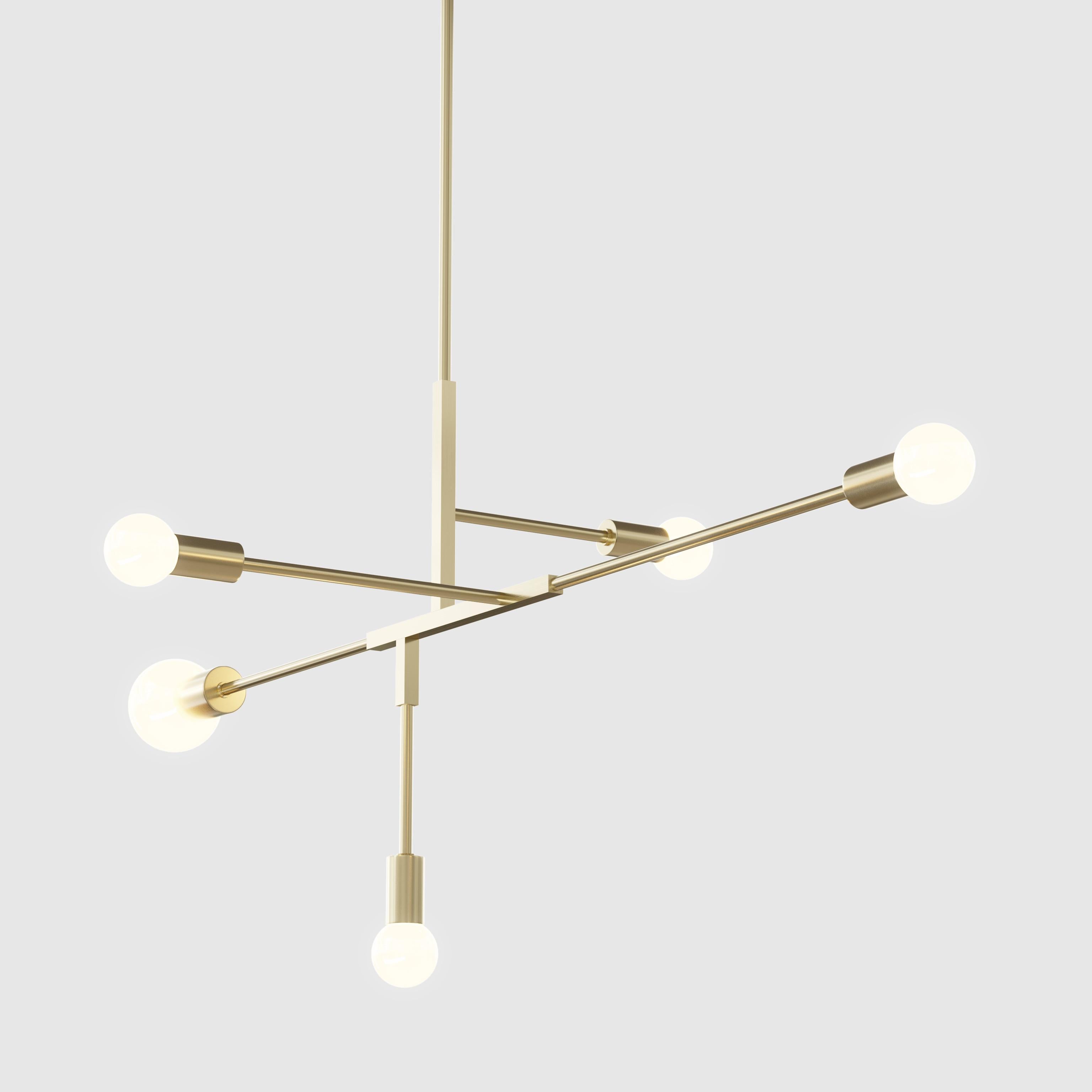 Contemporary Cliff brass chandelier, LED For Sale
