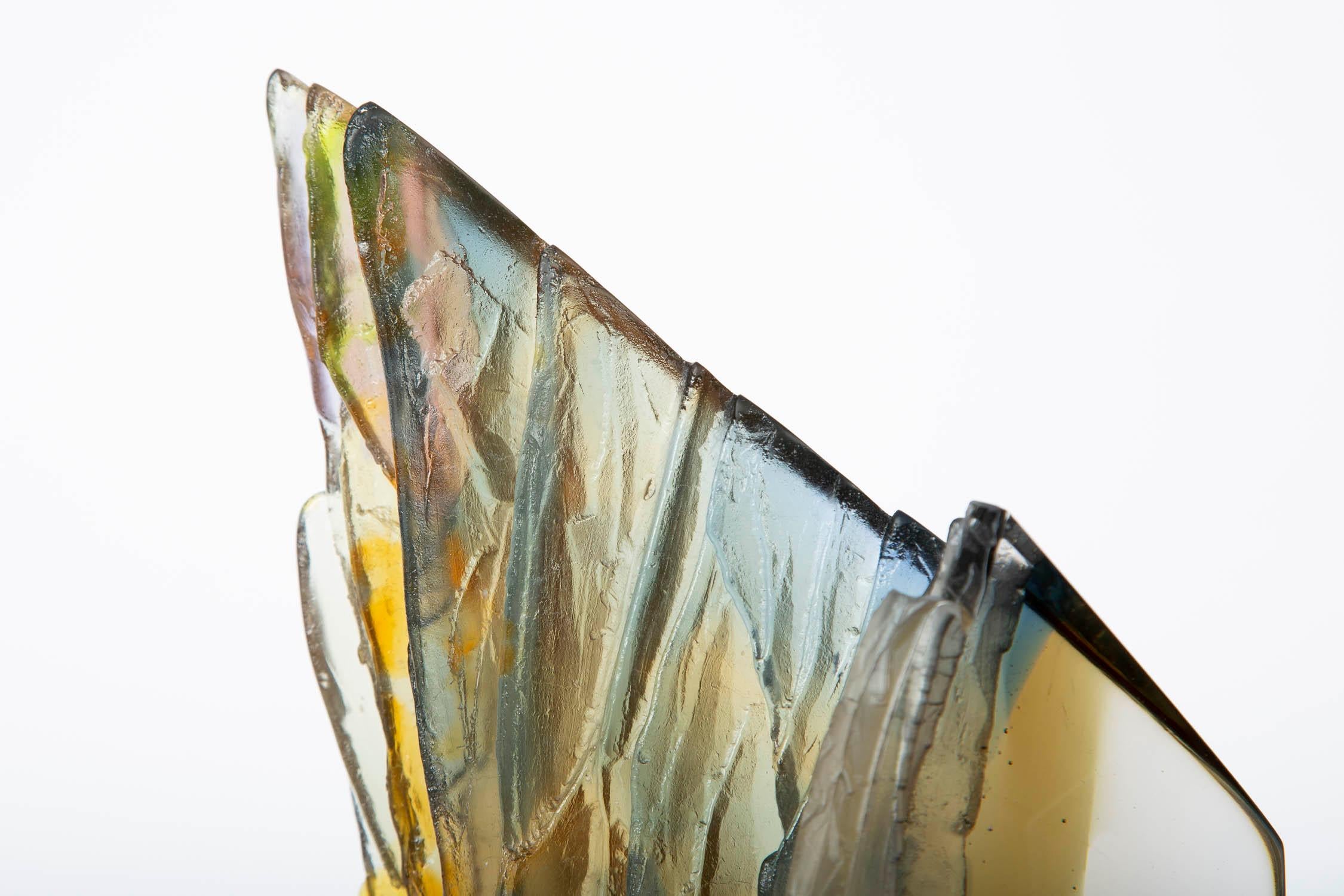 Cliff Edge II, a bronze, clear, amber & blue Glass Sculpture by Crispian Heath In New Condition In London, GB