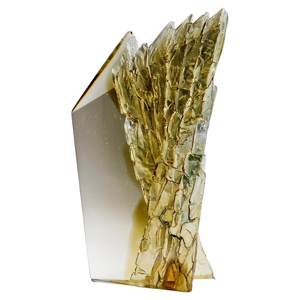 Cliff Edge III, a Unique bronze and clear Glass Sculpture by Crispian Heath