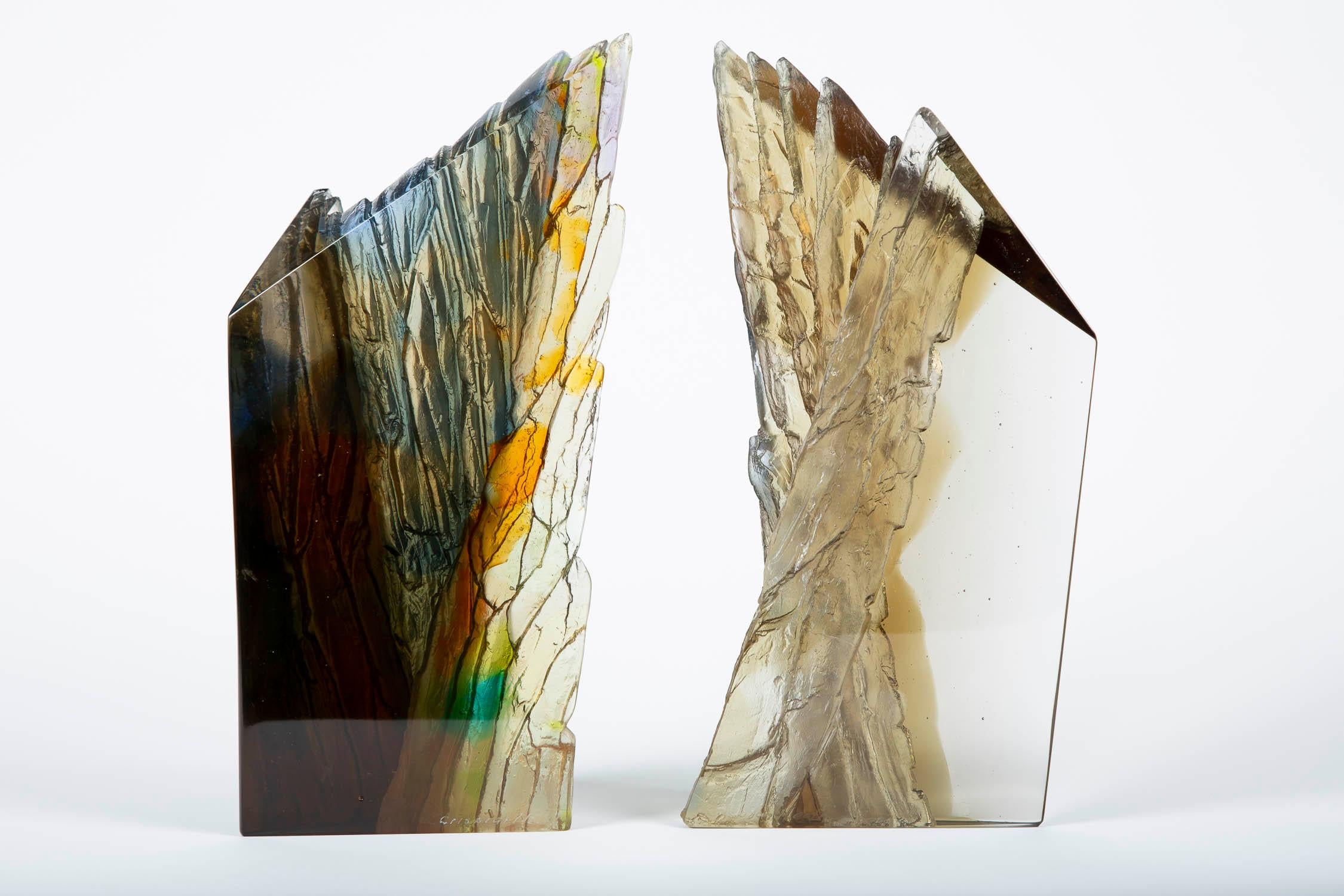 Cliff Edge III, a Unique bronze and clear Glass Sculpture by Crispian Heath 5
