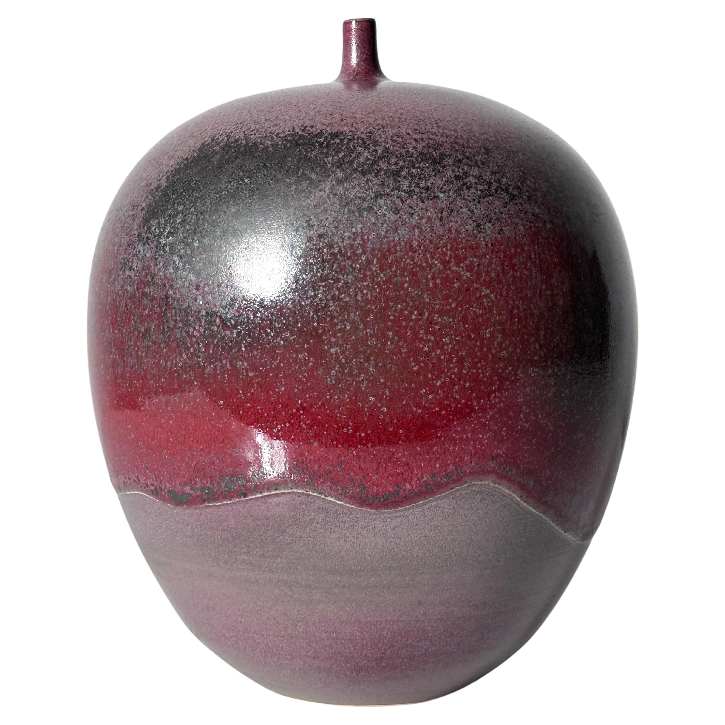 Cliff Lee Porcelain Teardrop Vase in Oxblood Glaze 1994 For Sale