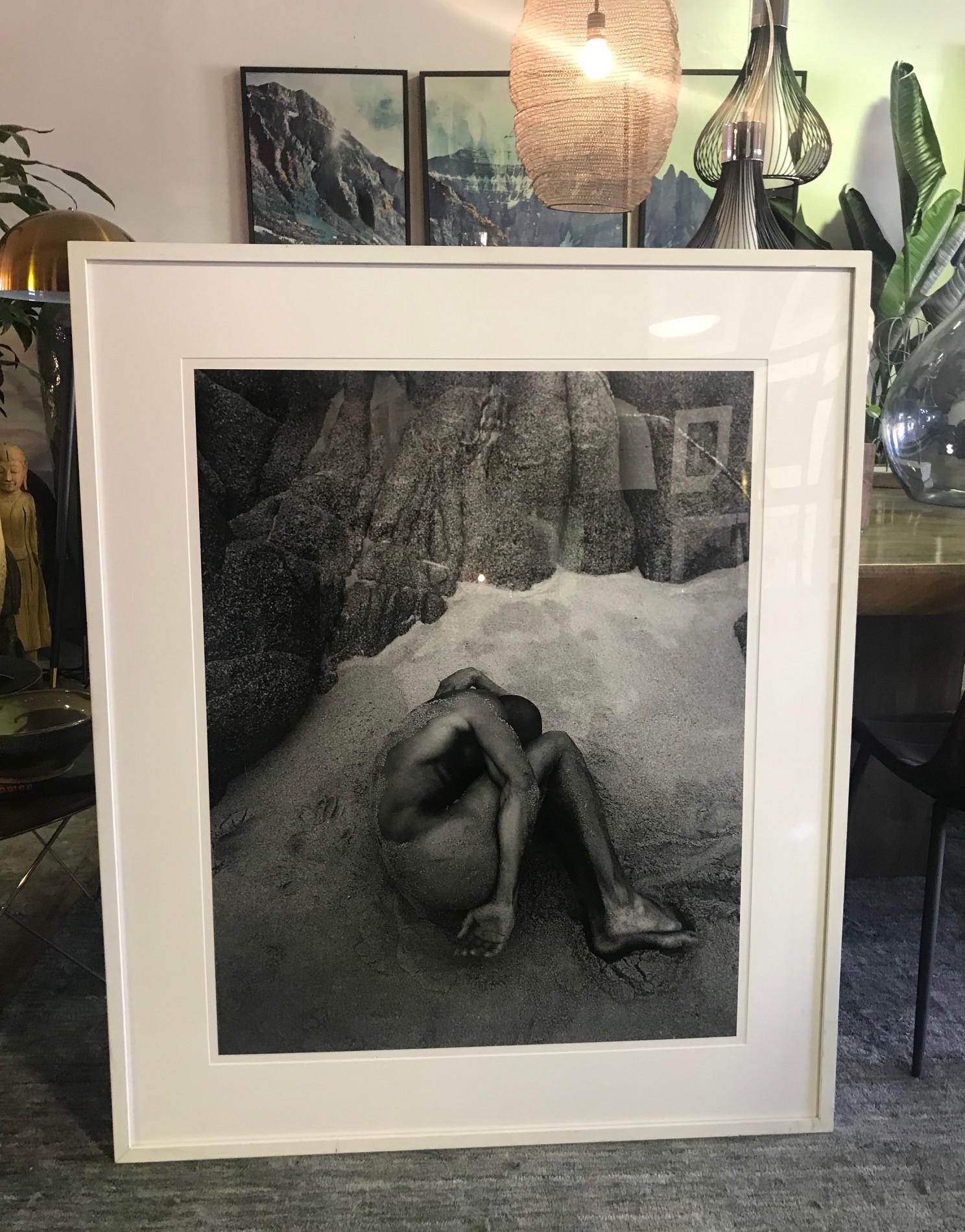Cliff Watts Large Silver Gelatin Photograph Print of Nude Male on Beach In Good Condition In Studio City, CA