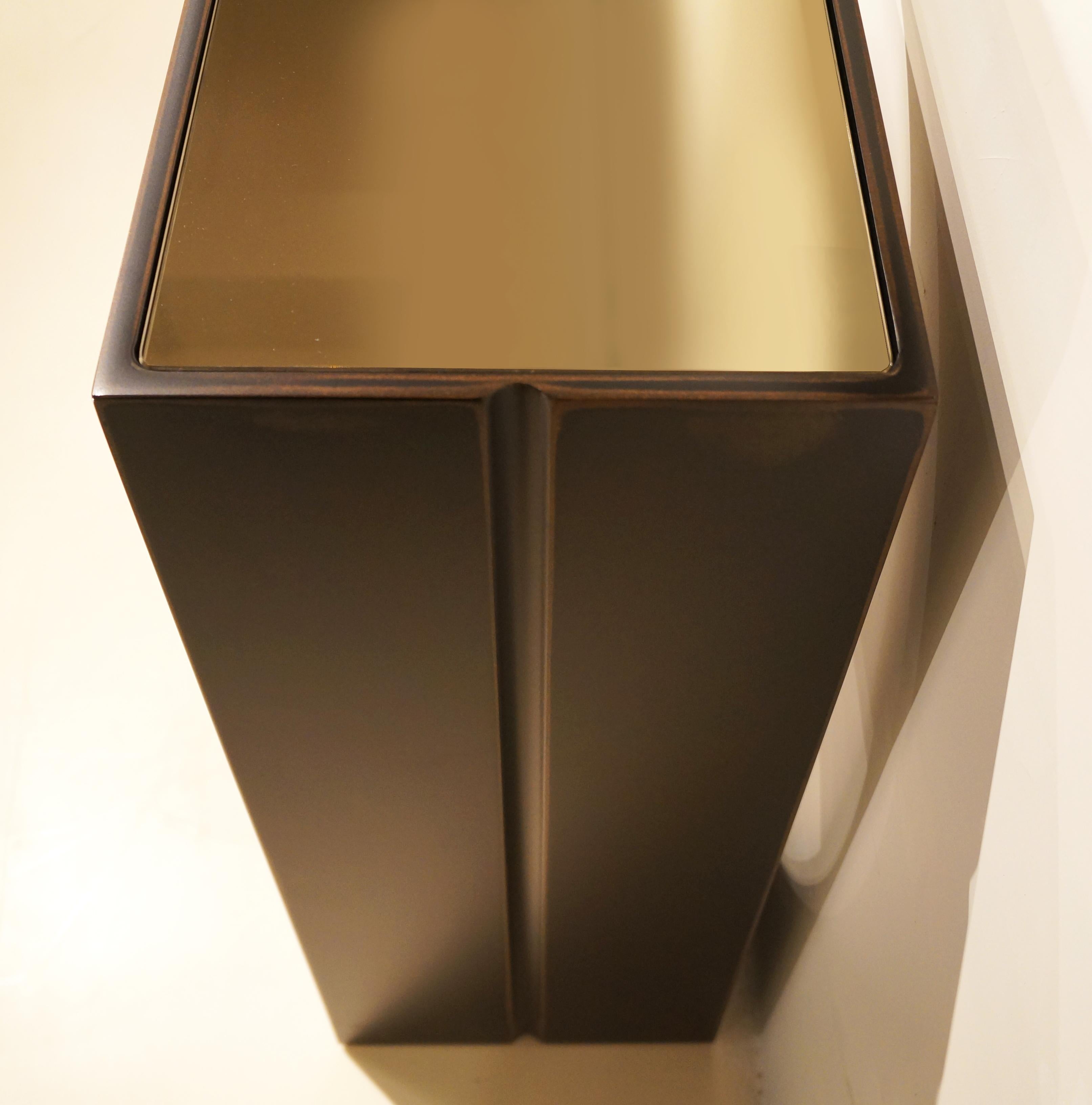 Cliff Young Dynasty Console with Mirrored Bronze Glass in Matte Black In New Condition For Sale In New York, NY
