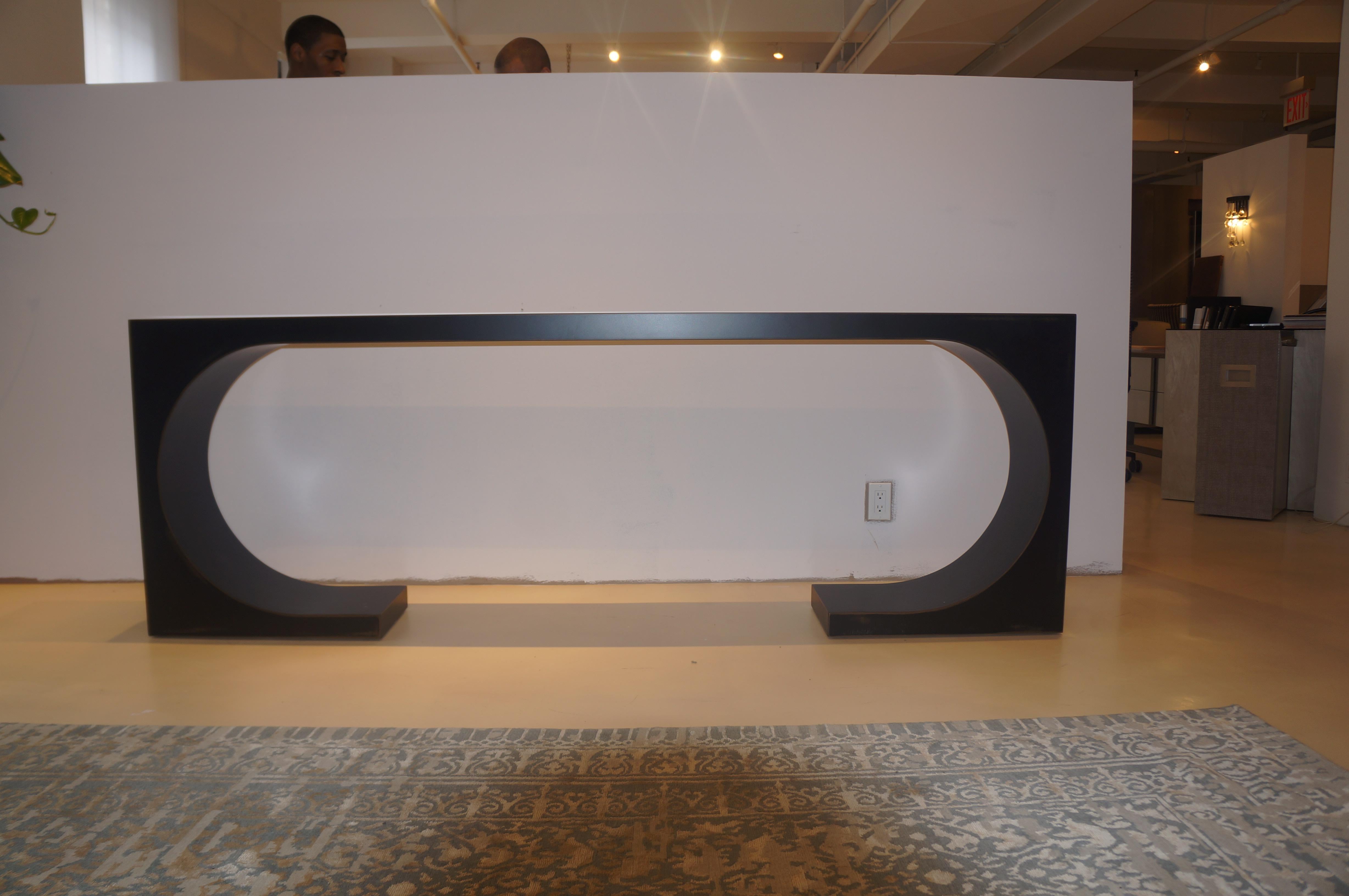 Contemporary Cliff Young Dynasty Console with Mirrored Bronze Glass in Matte Black For Sale