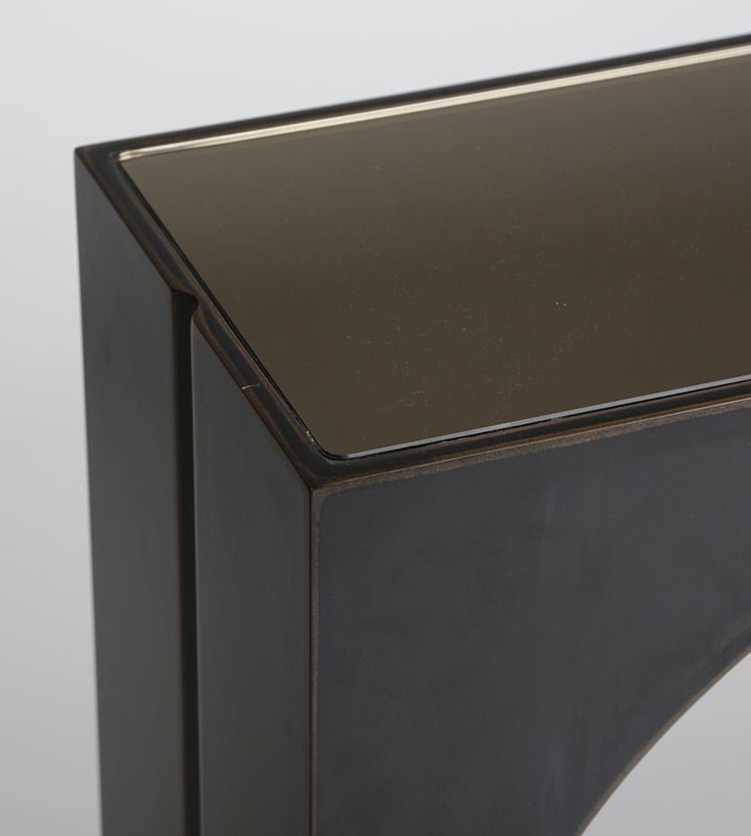 Cliff Young Dynasty Console with Mirrored Bronze Glass in Matte Black For Sale 2
