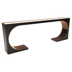 Cliff Young Dynasty Console with Mirrored Bronze Glass in Matte Black