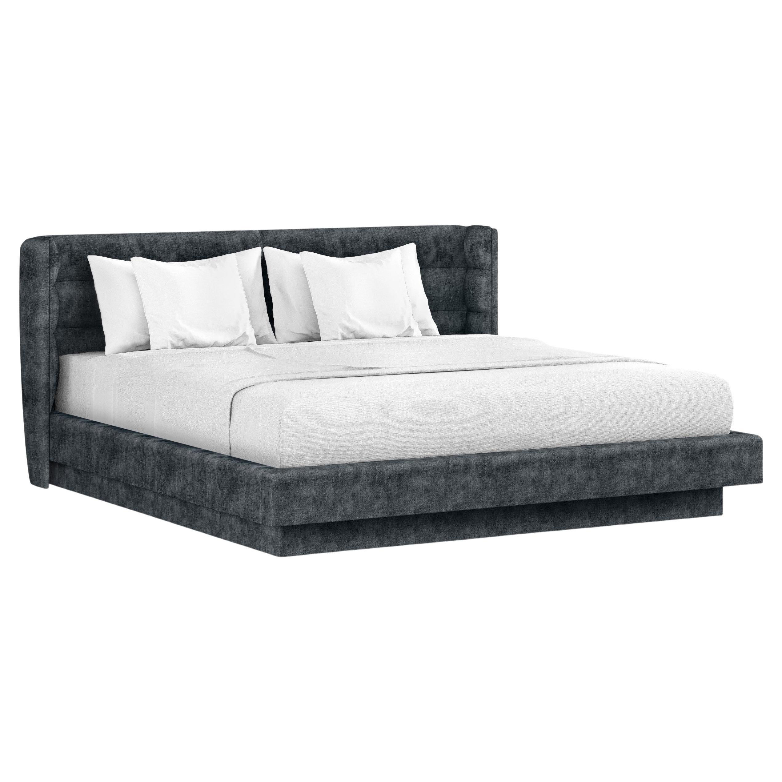 Cliff Young Fully Upholstered Zarra King Size Bed with Channeled Headboard