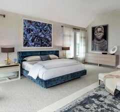 Cliff Young Fully Upholstered Zarra Queen Size Bed with Channeled Headboard