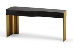 Cliff Young Izzy Black Rift Oak and Bronze Writing Desk Console