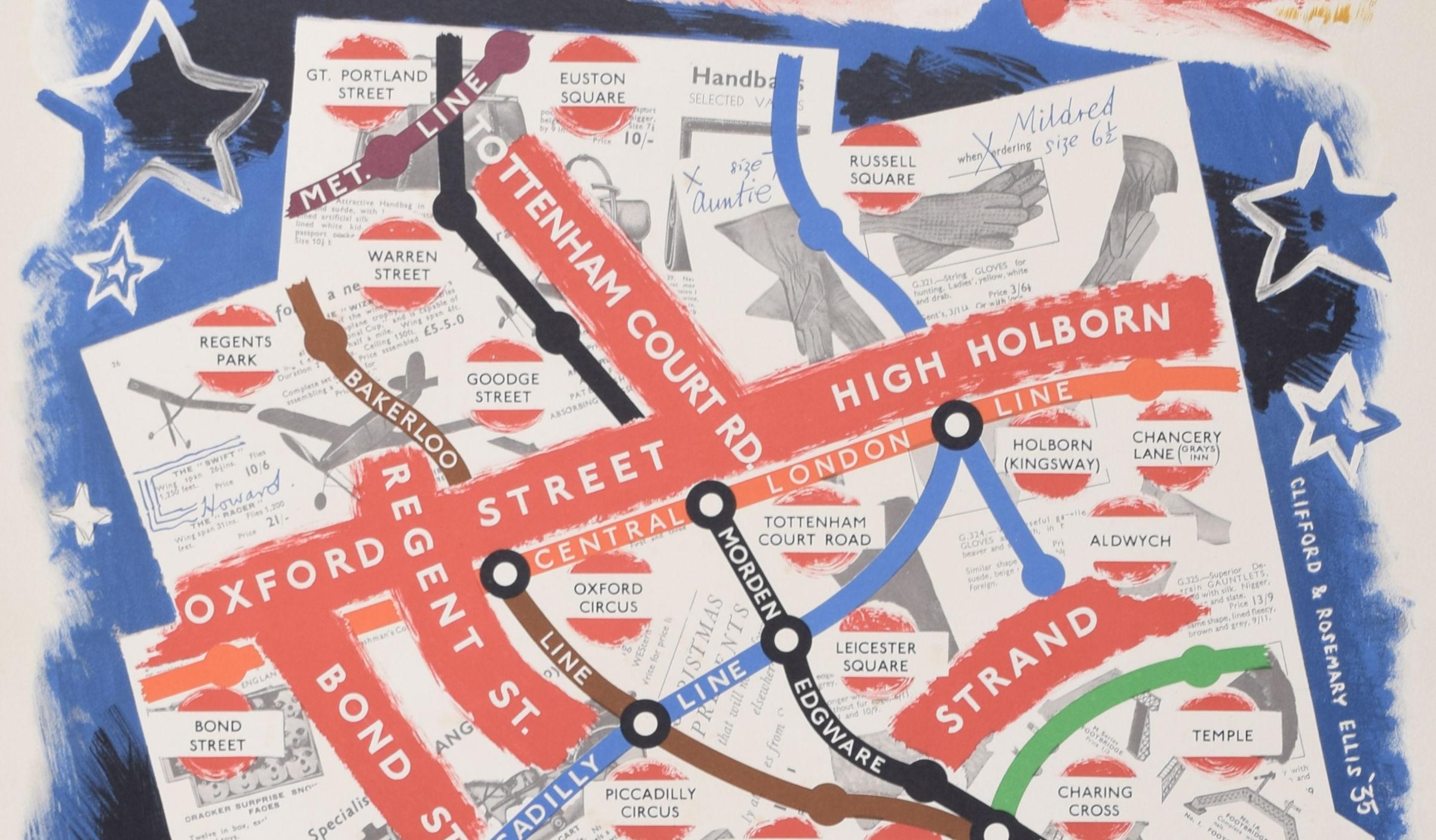 London Underground Map of London Weihnachtsplakat von Clifford und Rosemary Ellis, Londoner U-Bahn (Moderne), Print, von Clifford & Rosemary Ellis