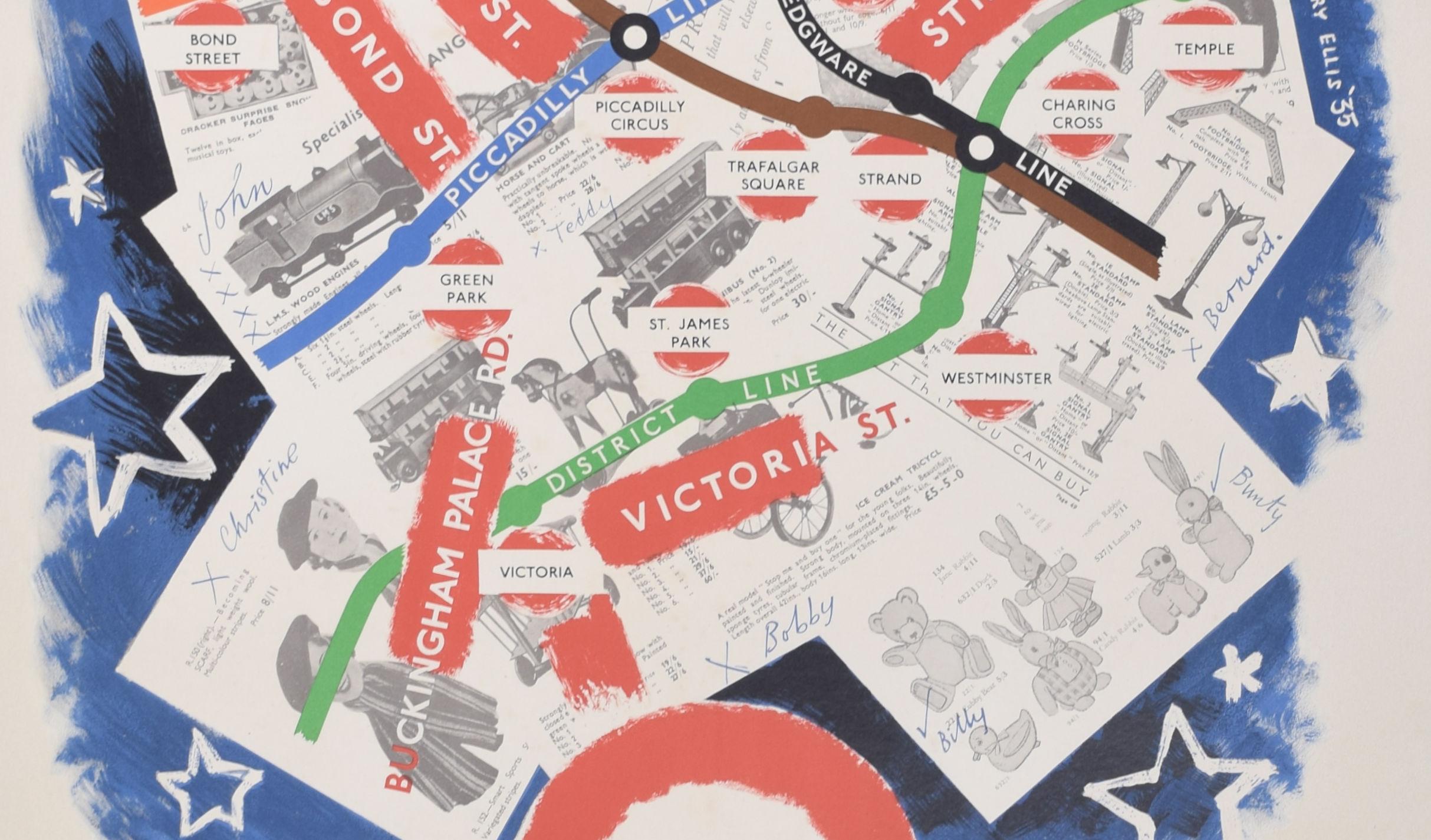 Plan du métro de Londres Affiche de Noël par Clifford & Rosemary Ellis en vente 3