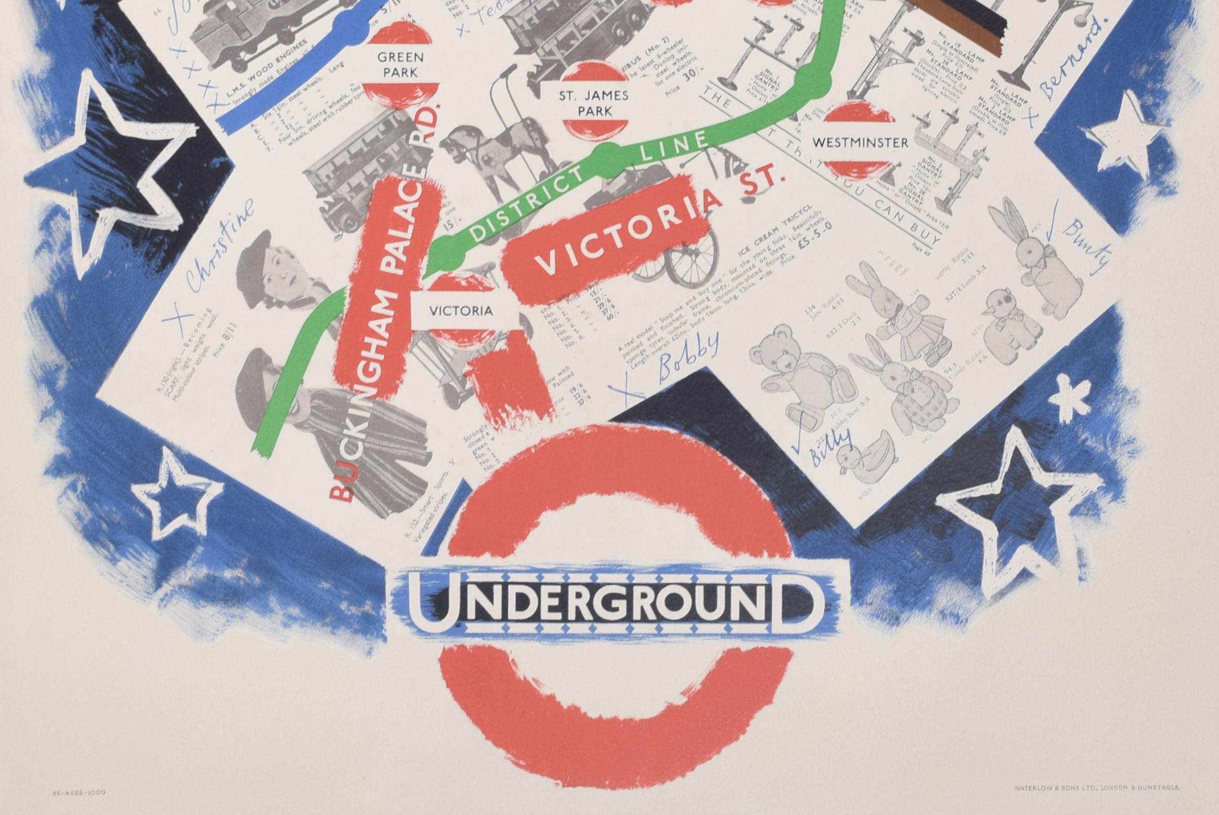 London Underground Map of London Christmas poster by Clifford and Rosemary Ellis For Sale 1